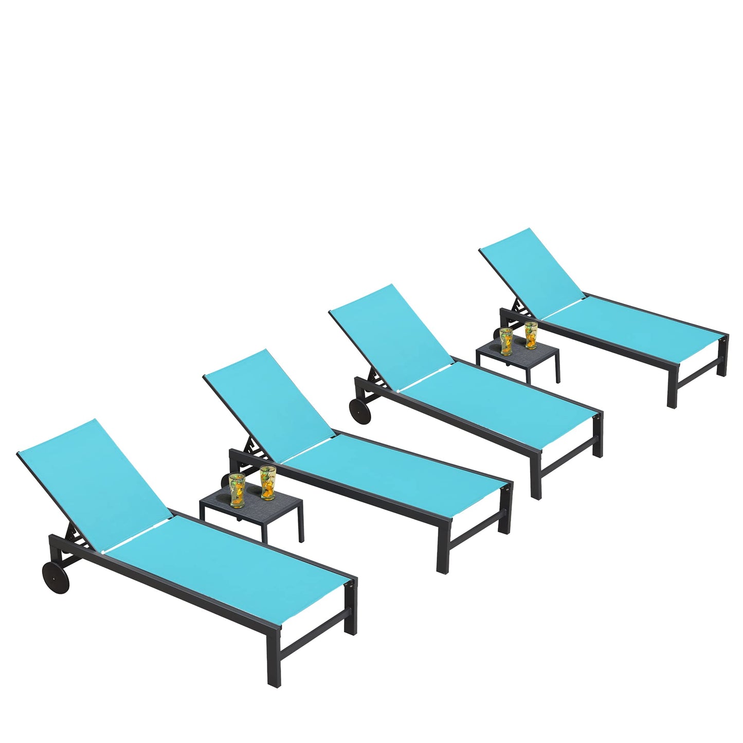 PURPLE LEAF Outdoor Chaise Lounge Chair Set of 2 Patio Pool Lounger Wicker Chairs with Wooden Armrest Sunbathing Tanning Recliner for Pool Backyard Garden Dark Brown