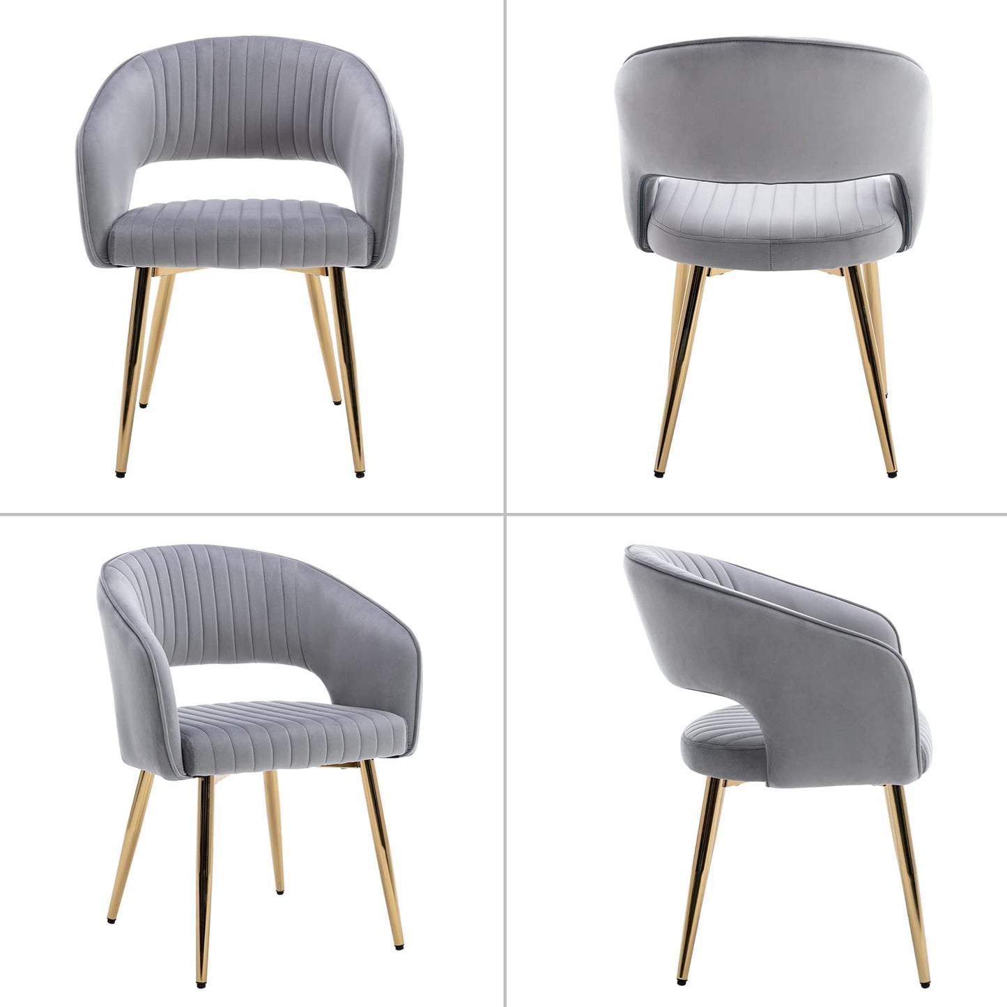 Modern Velvet Dining Chairs Set of 2, Upholstered Gold Dining Chairs with Hollow Back, Dining Room Chairs with Gold Legs, Accent Armrest Kitchen Chairs for Living Room Reception Teal Blue