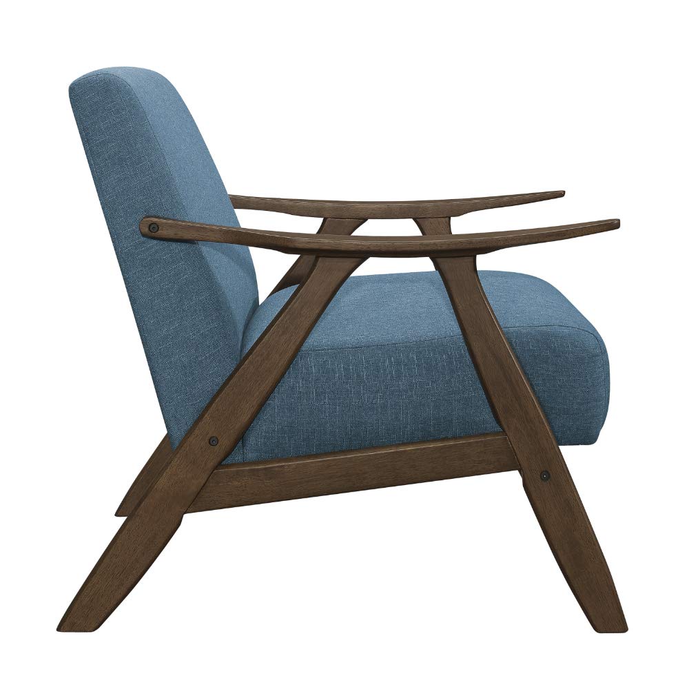 Lexicon Mid Century Modern Accent Chair with Solid Wood Frame in Walnut Finish, Upholstered Living Room Lounge Arm Chair, Thick and Comfy Innerspring Seat Cushion, Linen-Look Fabric, Gray