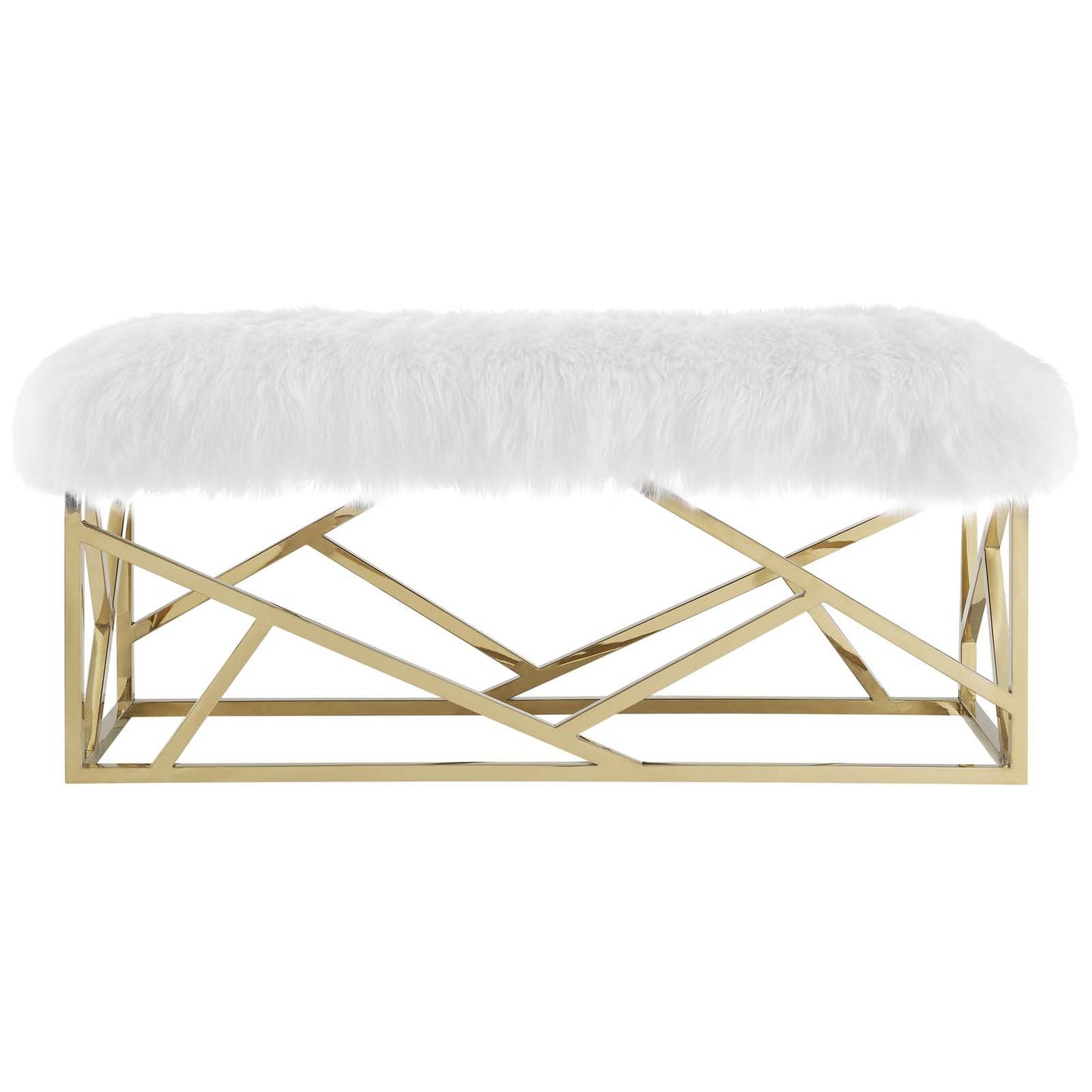 Modway intersperse Button-Tufted Contemporary Modern with Metallic Frame, Bench, Silver Gray