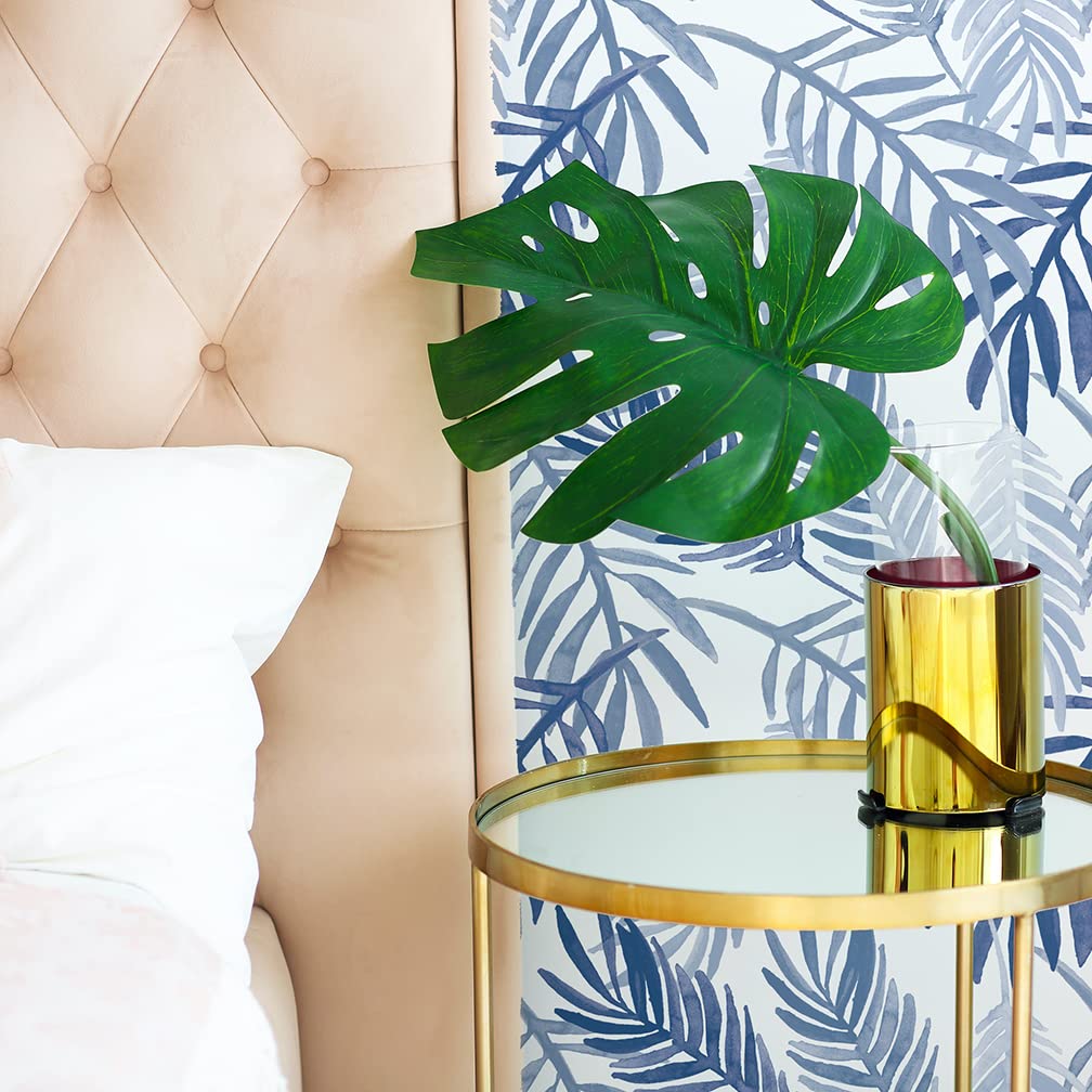Flipside Blue Palm Leaves Peel and Stick Removable Wallpaper - Each Roll is 18 ft. Long x 18 in. Wide - Safe for Walls - Easy to Apply & Easy to Remove