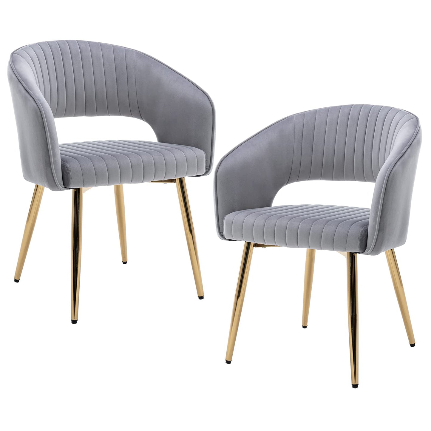 Modern Velvet Dining Chairs Set of 2, Upholstered Gold Dining Chairs with Hollow Back, Dining Room Chairs with Gold Legs, Accent Armrest Kitchen Chairs for Living Room Reception Teal Blue