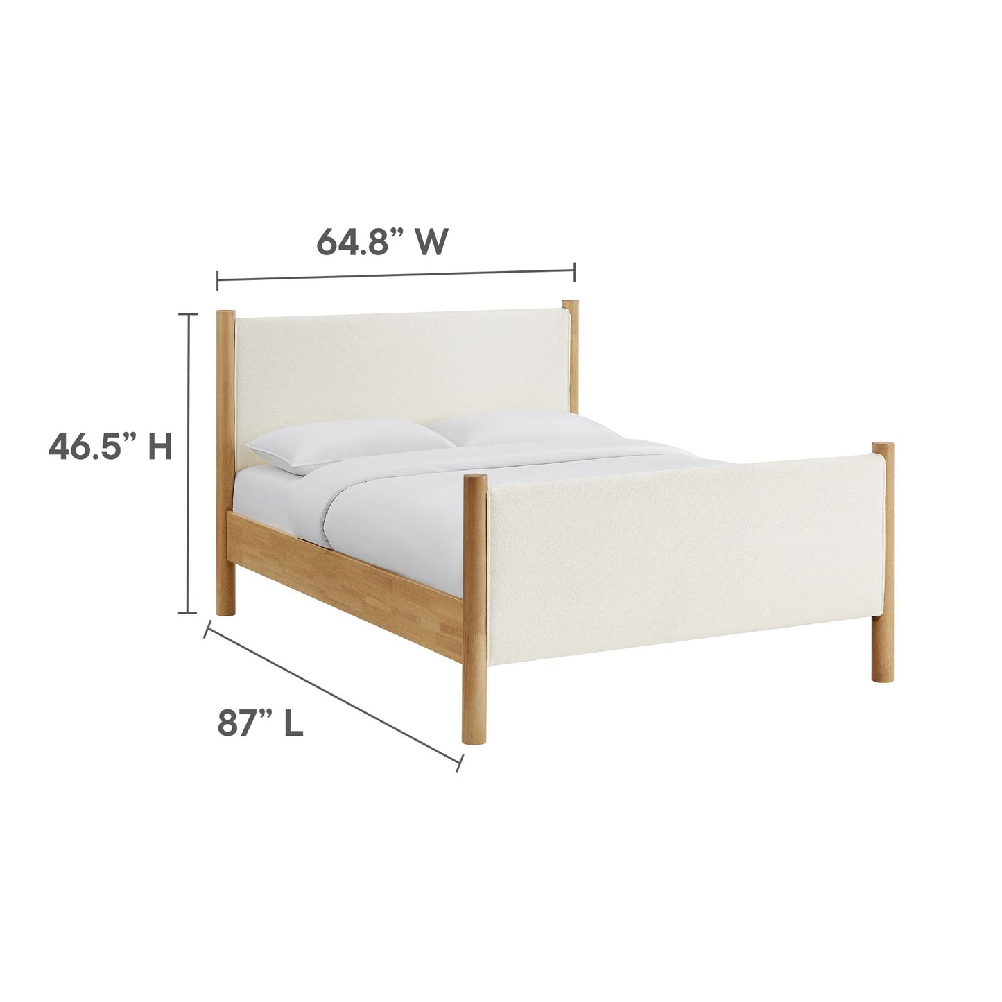 Modway Maven King Size Bed Frame in Tan Walnut with Faux Leather Upholstered Headboard and Footboard – Wood King Platform Bed Frame – No Box Spring Needed