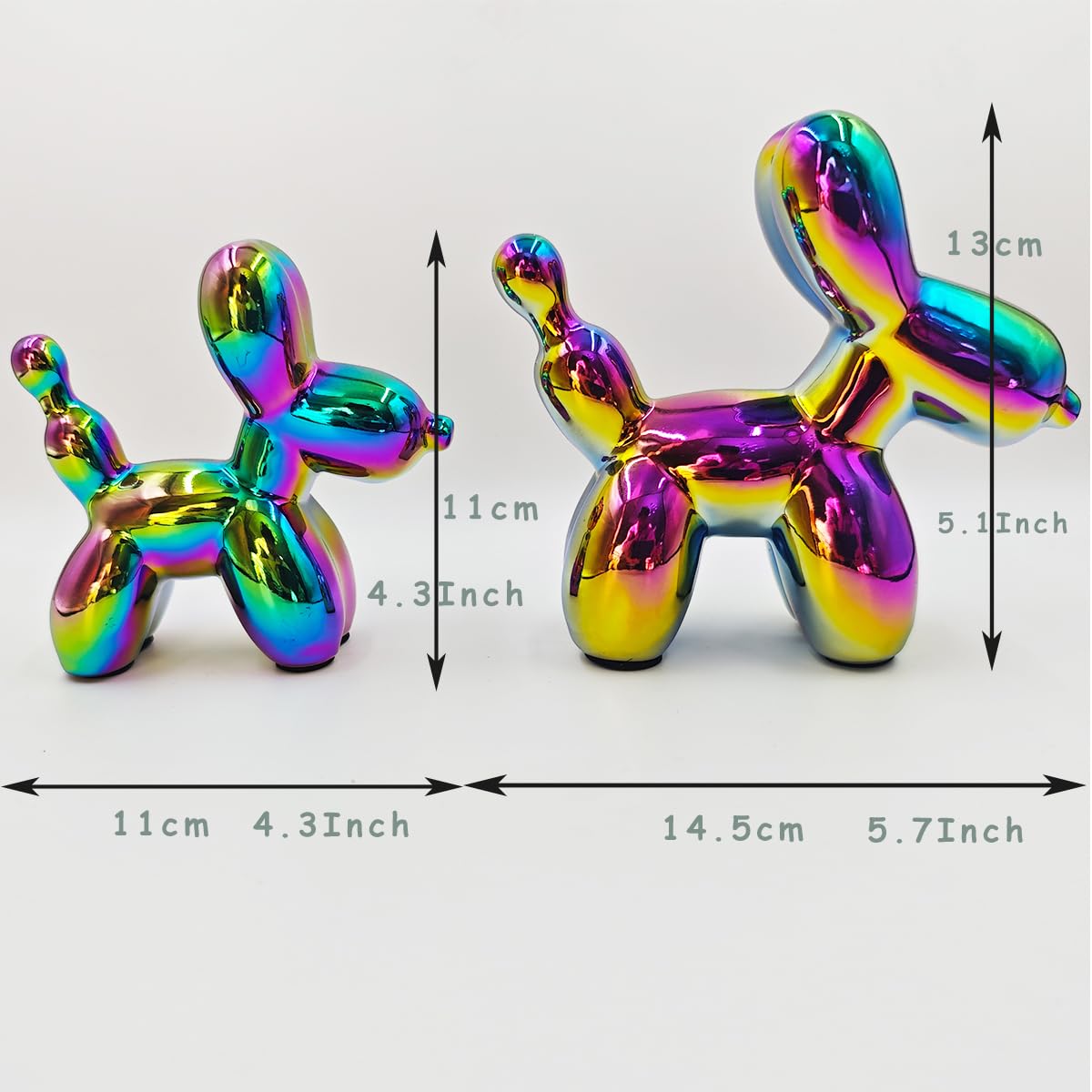 Electroplating Ceramics Balloon Dog Statue Crafts Living Room Desktop Decorations,Handmade Modern Small Ceramic Animal Statue Ornament Home Decor Accents (Dazzling, 5.1 Inch)