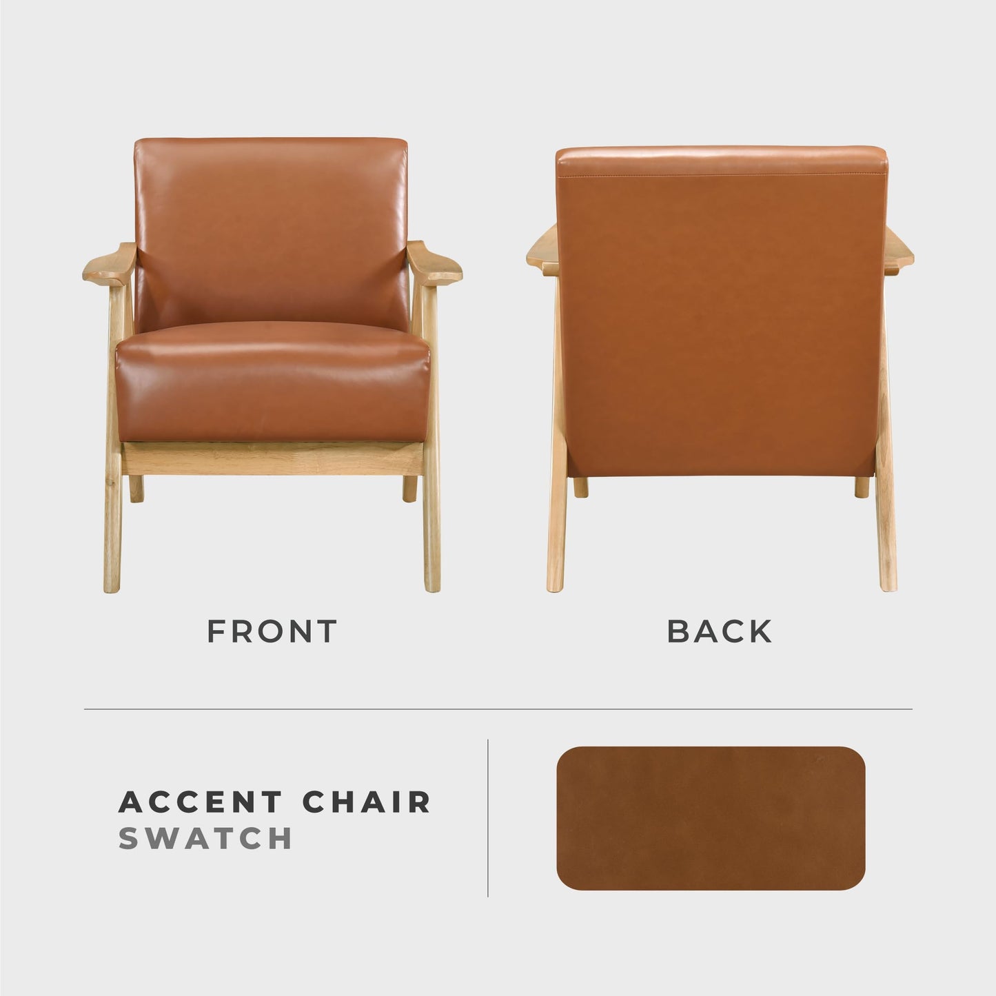 Lexicon Mid Century Modern Accent Chair with Solid Wood Frame in Walnut Finish, Upholstered Living Room Lounge Arm Chair, Thick and Comfy Innerspring Seat Cushion, Linen-Look Fabric, Gray