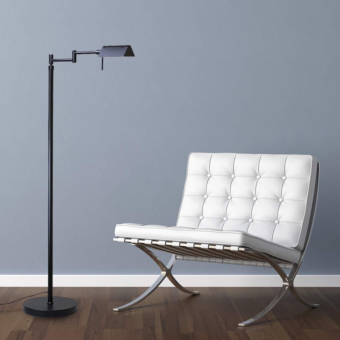 O’Bright Dimmable LED Pharmacy Floor Lamp, 12W LED, Full Range Dimming, 360 Degree Swing Arms, Adjustable Heights, Standing Lamp for Reading, Sewing, and Craft, ETL Listed, Antique Brass (Gold)