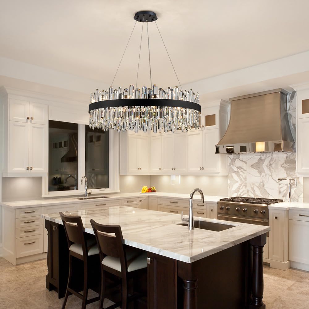 Gold Modern Oval Crystal Chandelier, 16-Lights Luxury Chandeliers Modern 2-Tiers K9 Crystal Chandelier Pendant, Light Fixture G9 Lights for Dining Living Room Entryway Kitchen Dia 23 inch