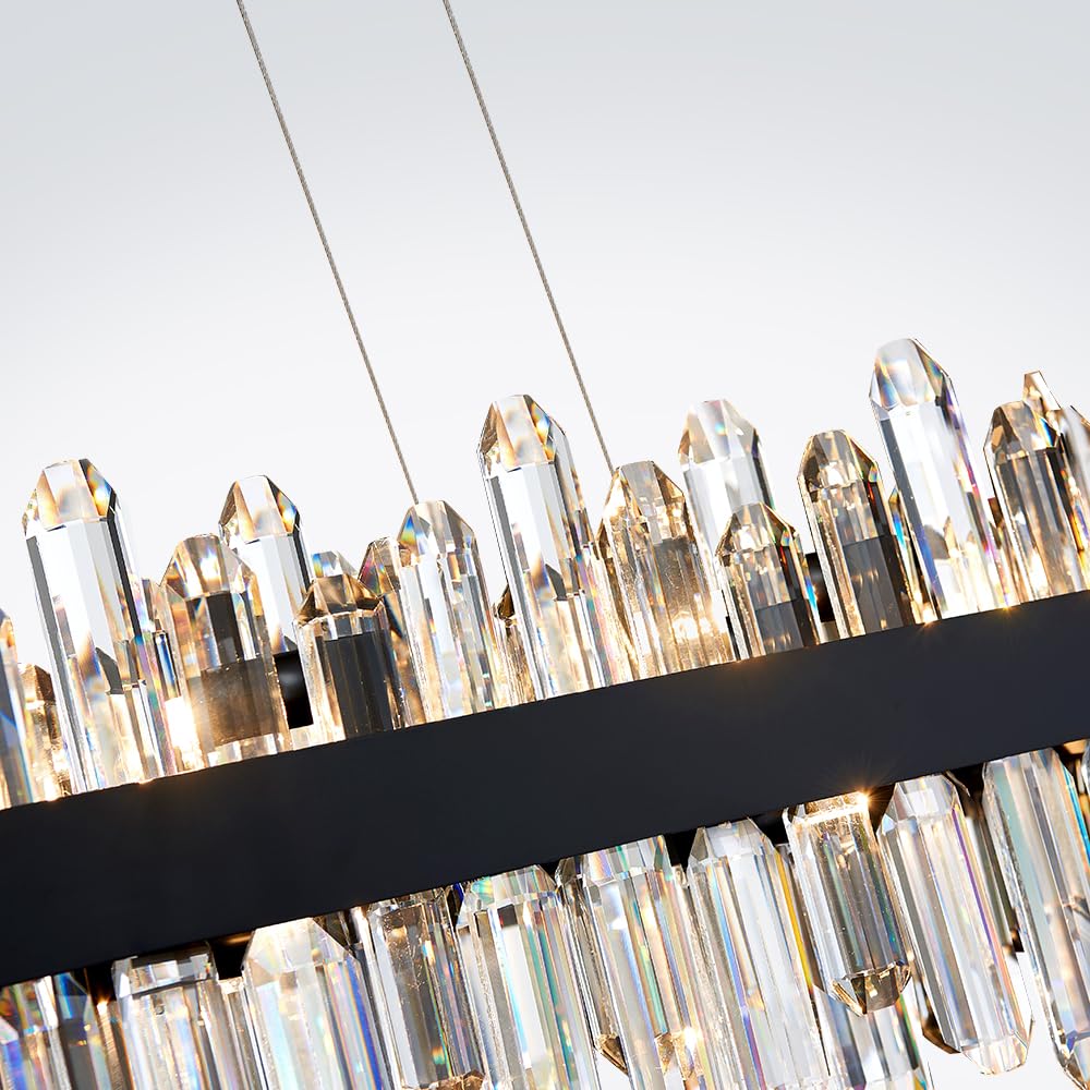 Gold Modern Oval Crystal Chandelier, 16-Lights Luxury Chandeliers Modern 2-Tiers K9 Crystal Chandelier Pendant, Light Fixture G9 Lights for Dining Living Room Entryway Kitchen Dia 23 inch