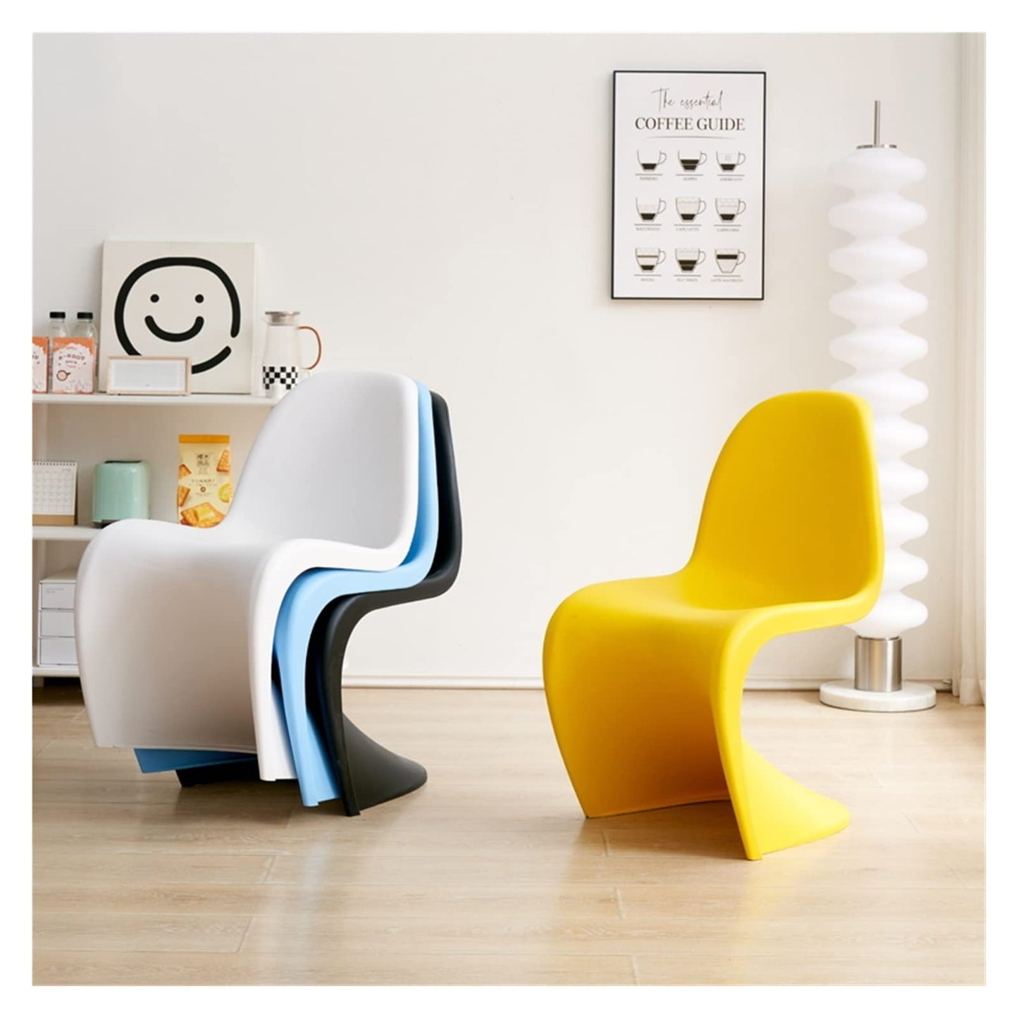 Adjustable Home Office Chair Home Dining Chairs Stackable Plastic Backrest Chair (Color : Yellow)