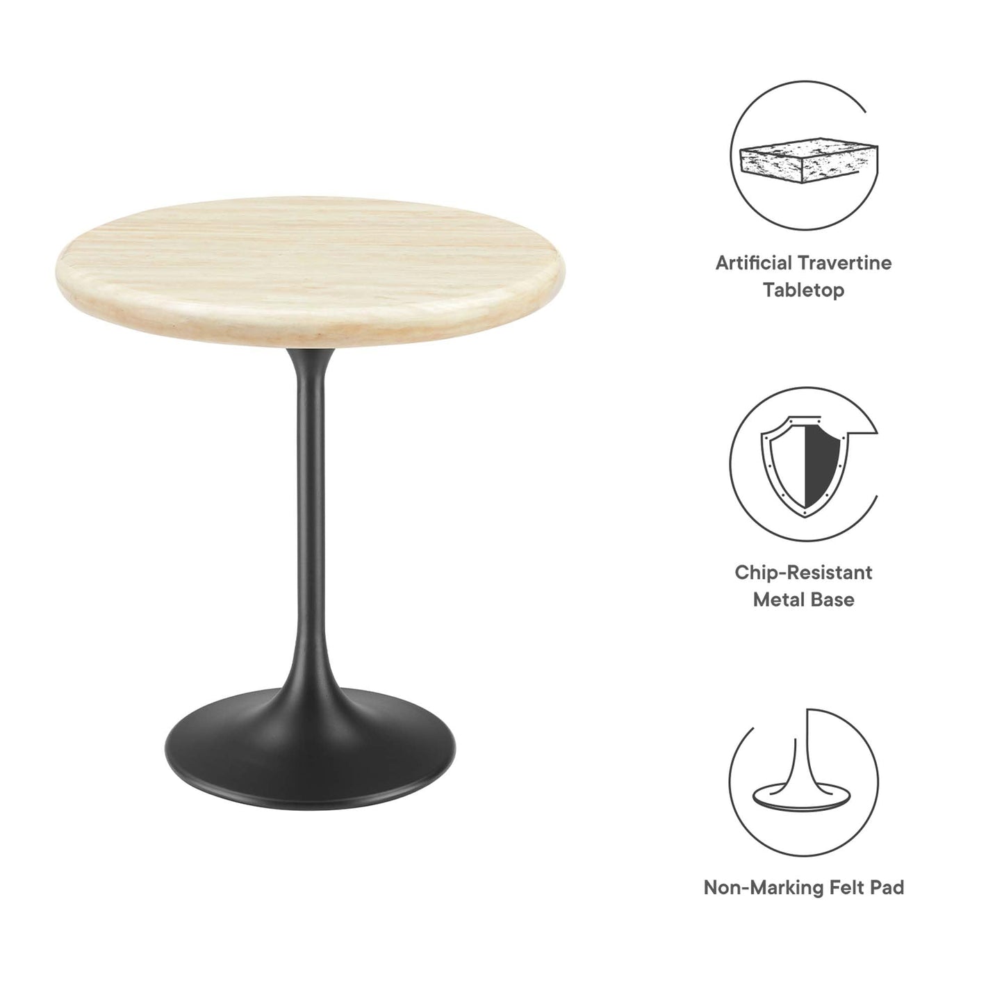 Modway Lippa Round 20" Wood Grain Mid-Century Modern Side Table, Black Cherry