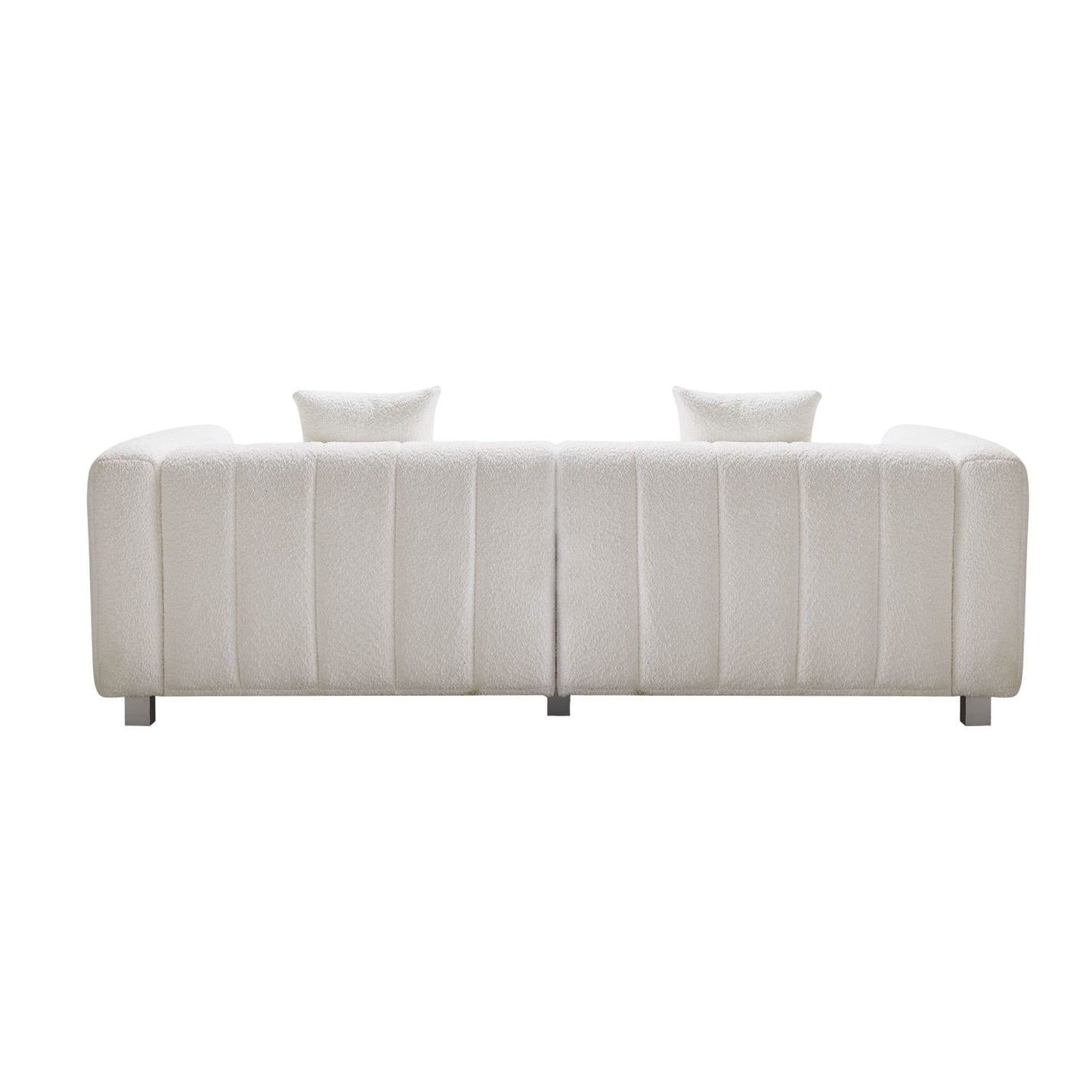 87.4" Modern 3 Seater Boucle Sofa Couch for Living Room, Mid Century Fluffy Couches with Solid Wood Frame and 6 Legs for Bedroom, Apartment, Weight Capacity 750 LBS (White)