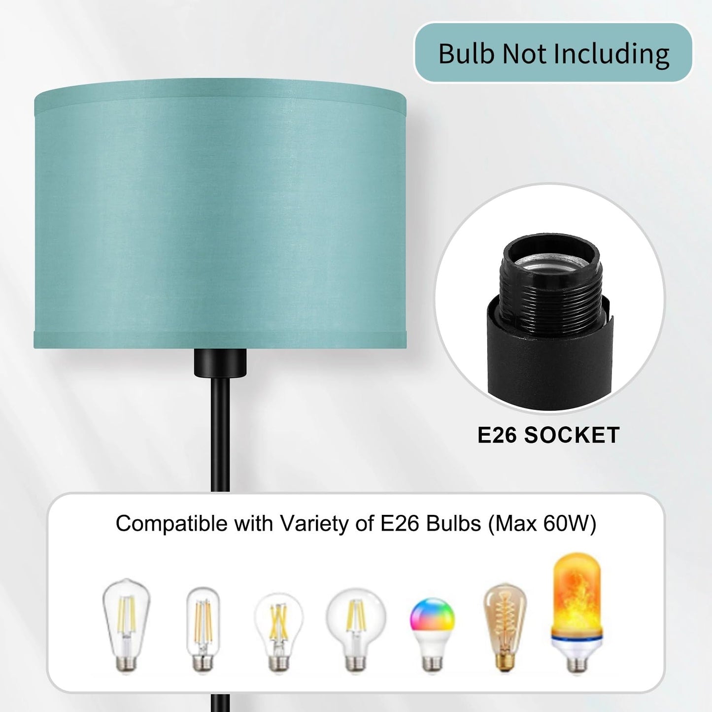 Floor Lamp Black, Standing Lamp, 58" Tall Lamps for Living Room, Simple Pole Lamp with Black Lampshade, On/Off Foot Pedal, Bright Dimming Light for Kids Room Bedroom Office Decor(Without Bulbs)