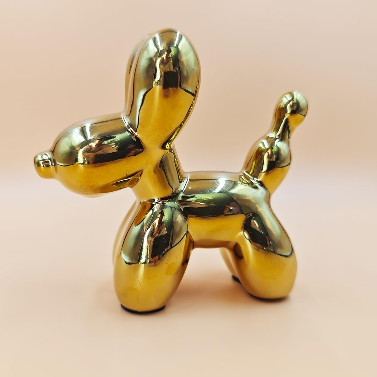 Electroplating Ceramics Balloon Dog Statue Crafts Living Room Desktop Decorations,Handmade Modern Small Ceramic Animal Statue Ornament Home Decor Accents (Dazzling, 5.1 Inch)