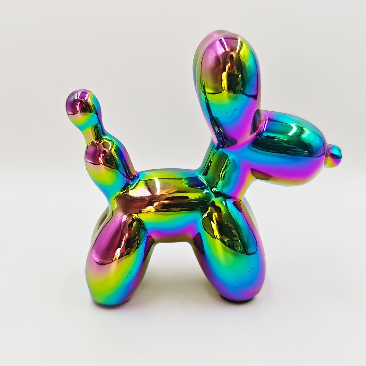 Electroplating Ceramics Balloon Dog Statue Crafts Living Room Desktop Decorations,Handmade Modern Small Ceramic Animal Statue Ornament Home Decor Accents (Dazzling, 5.1 Inch)