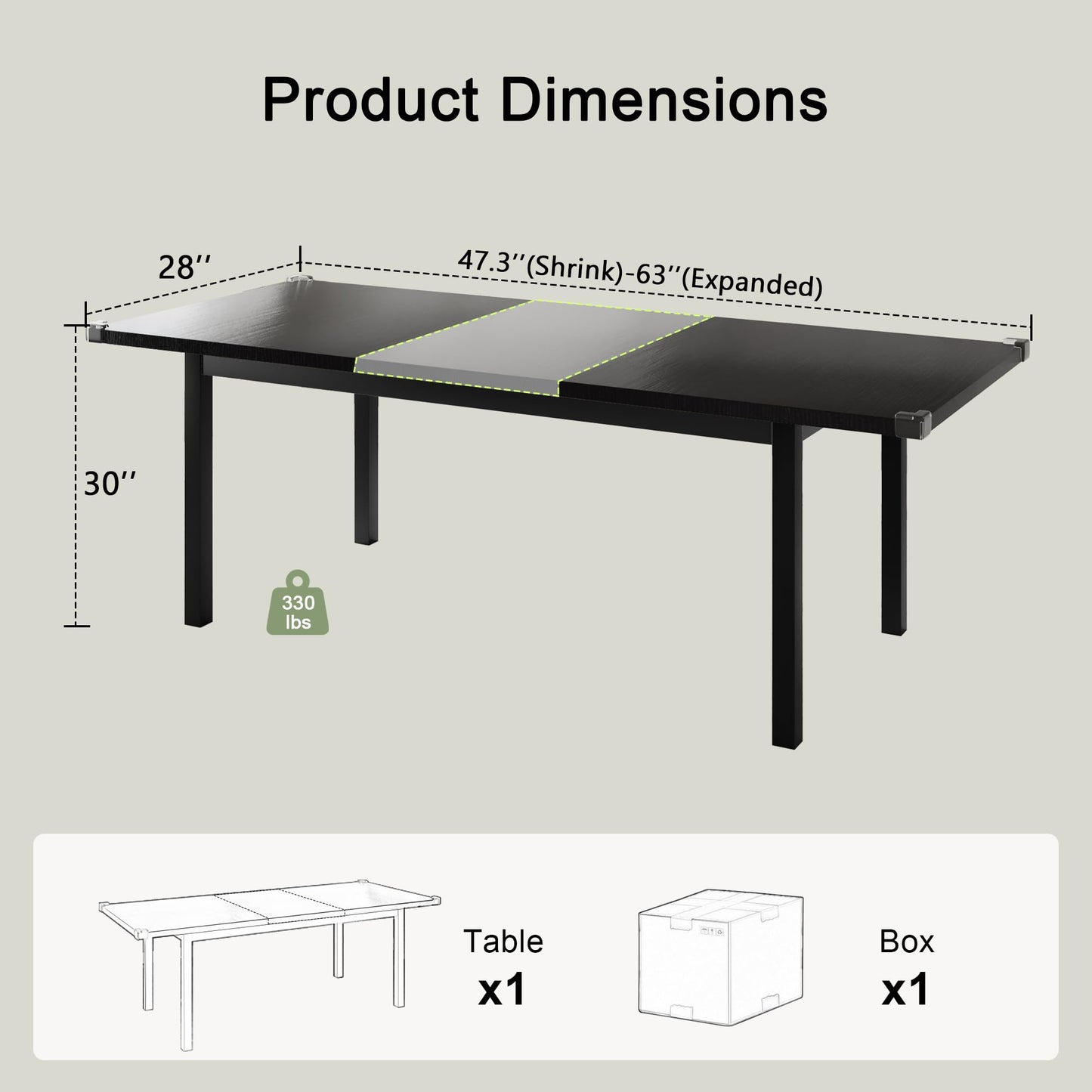 Feonase 63" Extendable Dining Table, Modern Farmhouse Dining Room Table for 4-8, Wooden Kitchen Table for Small Space, Dining Room, Home Office, Living Room Furniture, Walnut