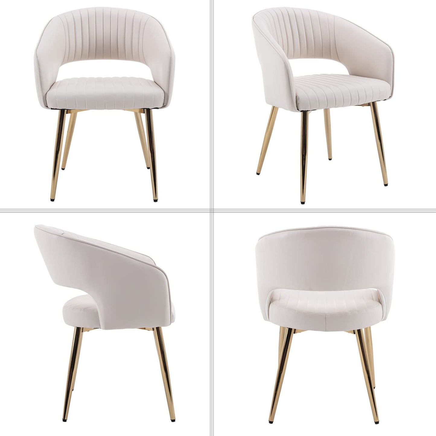 Modern Velvet Dining Chairs Set of 2, Upholstered Gold Dining Chairs with Hollow Back, Dining Room Chairs with Gold Legs, Accent Armrest Kitchen Chairs for Living Room Reception Teal Blue
