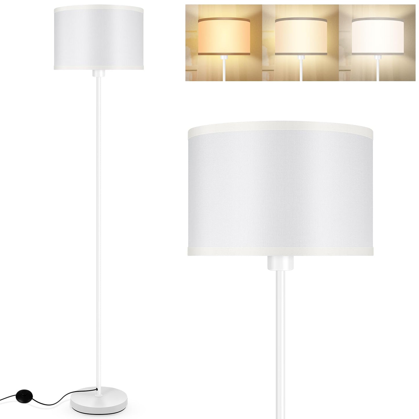 Floor Lamp Black, Standing Lamp, 58" Tall Lamps for Living Room, Simple Pole Lamp with Black Lampshade, On/Off Foot Pedal, Bright Dimming Light for Kids Room Bedroom Office Decor(Without Bulbs)