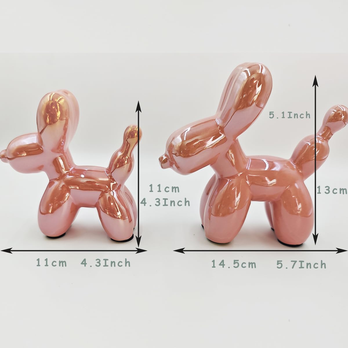 Electroplating Ceramics Balloon Dog Statue Crafts Living Room Desktop Decorations,Handmade Modern Small Ceramic Animal Statue Ornament Home Decor Accents (Dazzling, 5.1 Inch)