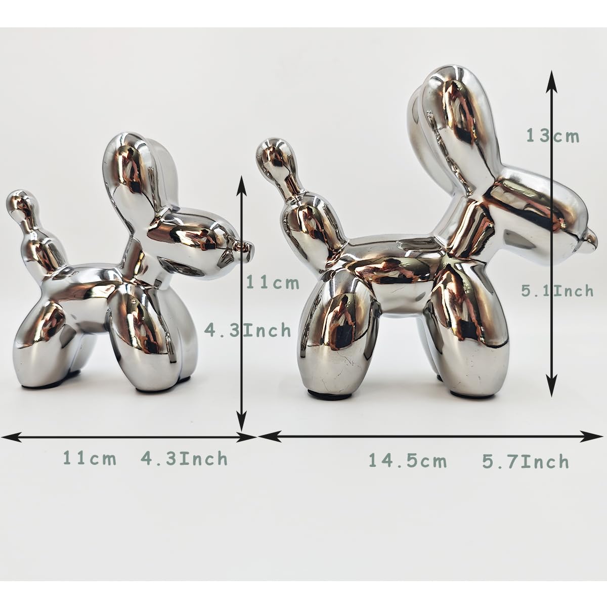 Electroplating Ceramics Balloon Dog Statue Crafts Living Room Desktop Decorations,Handmade Modern Small Ceramic Animal Statue Ornament Home Decor Accents (Dazzling, 5.1 Inch)