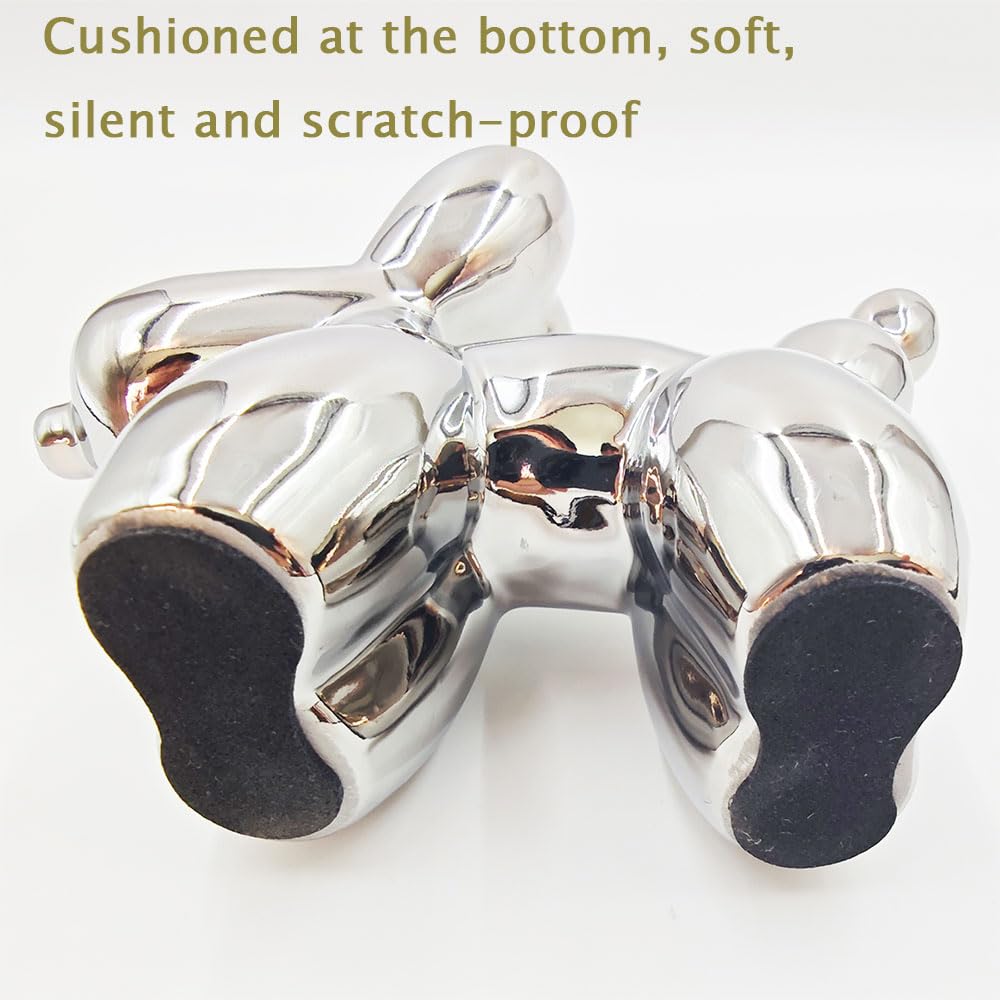 Electroplating Ceramics Balloon Dog Statue Crafts Living Room Desktop Decorations,Handmade Modern Small Ceramic Animal Statue Ornament Home Decor Accents (Dazzling, 5.1 Inch)