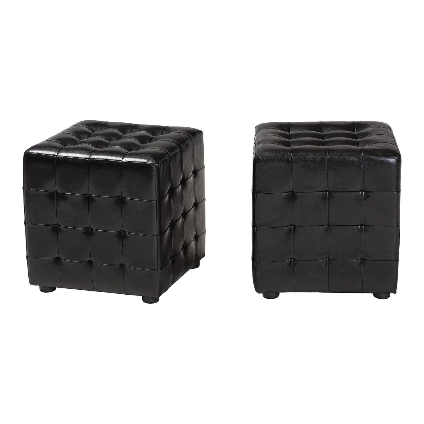 Baxton Studio Siskal Modern Cube Ottoman, White, Set of 2,