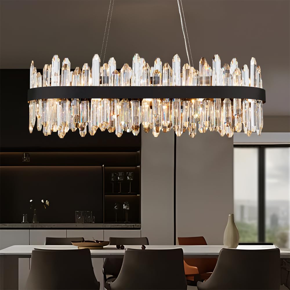 Gold Modern Oval Crystal Chandelier, 16-Lights Luxury Chandeliers Modern 2-Tiers K9 Crystal Chandelier Pendant, Light Fixture G9 Lights for Dining Living Room Entryway Kitchen Dia 23 inch