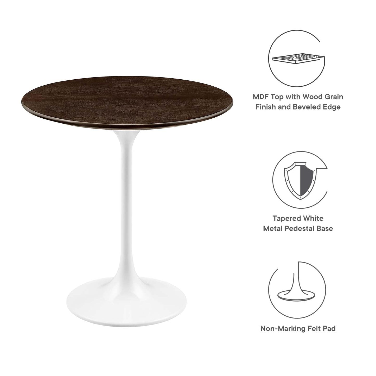 Modway Lippa Round 20" Wood Grain Mid-Century Modern Side Table, Black Cherry