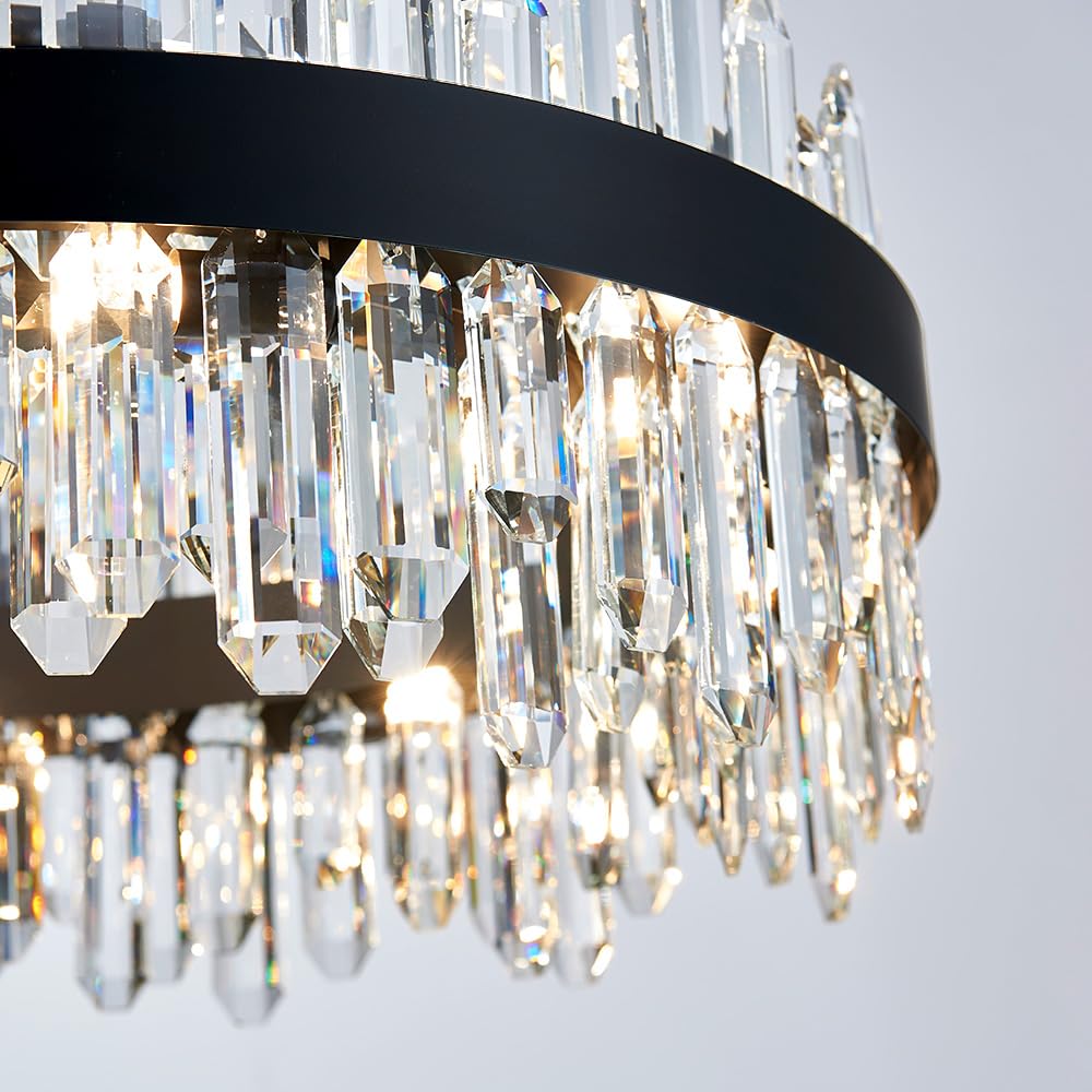 Gold Modern Oval Crystal Chandelier, 16-Lights Luxury Chandeliers Modern 2-Tiers K9 Crystal Chandelier Pendant, Light Fixture G9 Lights for Dining Living Room Entryway Kitchen Dia 23 inch