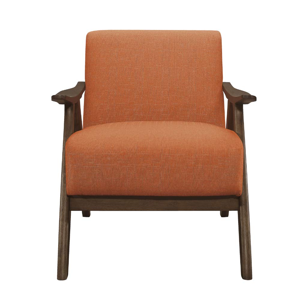 Lexicon Mid Century Modern Accent Chair with Solid Wood Frame in Walnut Finish, Upholstered Living Room Lounge Arm Chair, Thick and Comfy Innerspring Seat Cushion, Linen-Look Fabric, Gray