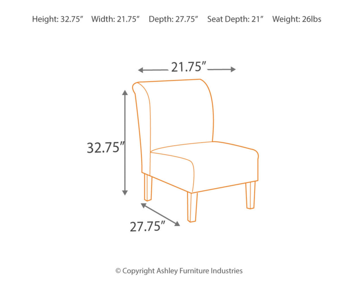 Signature Design by Ashley Triptis Floral Armless Accent Chair, White, Blue & Gray