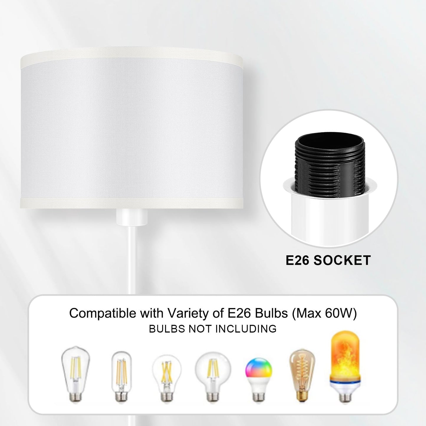 Floor Lamp Black, Standing Lamp, 58" Tall Lamps for Living Room, Simple Pole Lamp with Black Lampshade, On/Off Foot Pedal, Bright Dimming Light for Kids Room Bedroom Office Decor(Without Bulbs)