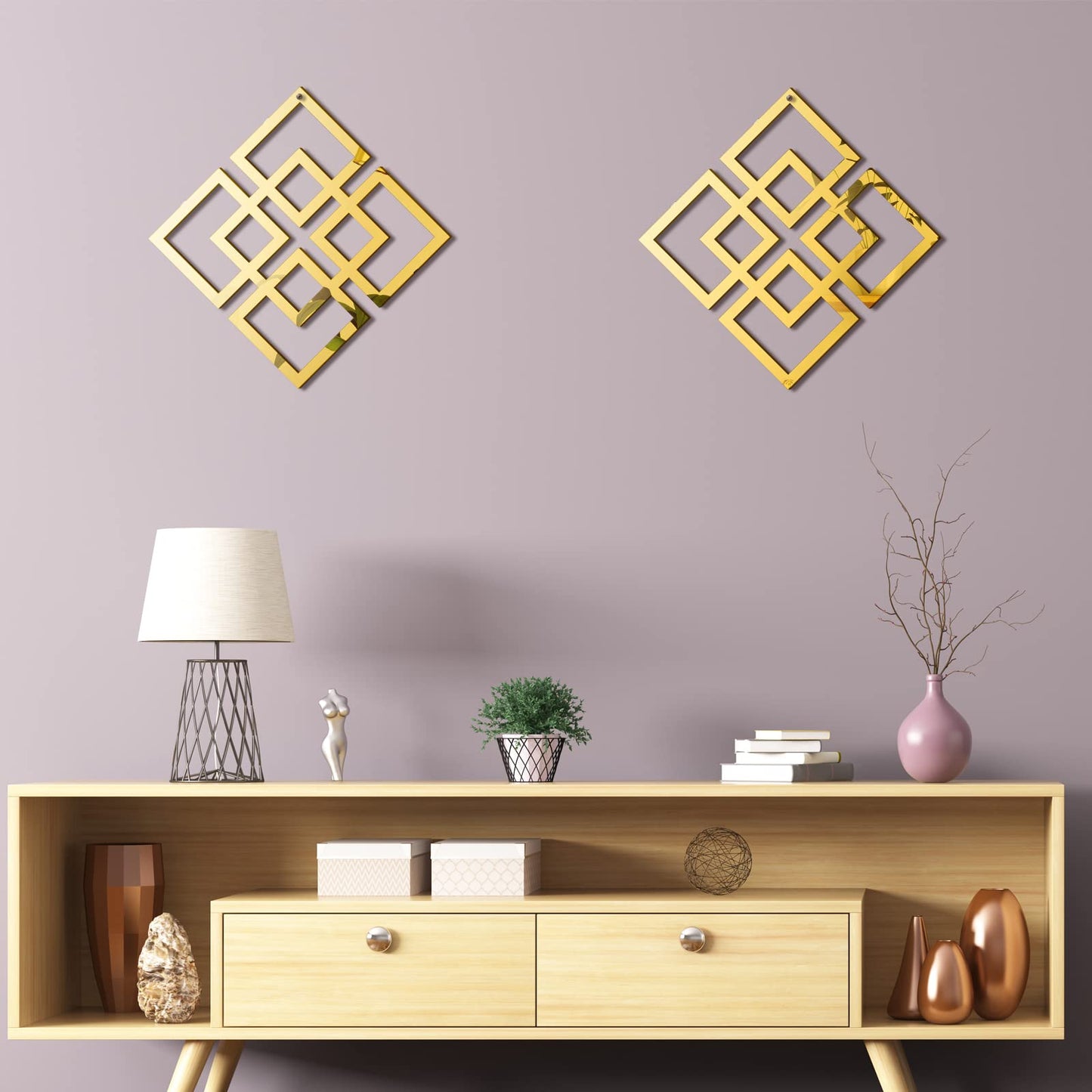 Weysat Wall Mount Home Mirror, 2 Pieces Silver Square Decorative Mirror for Bedroom, Living Room, Bathroom, 11.8 x 11.8 inches