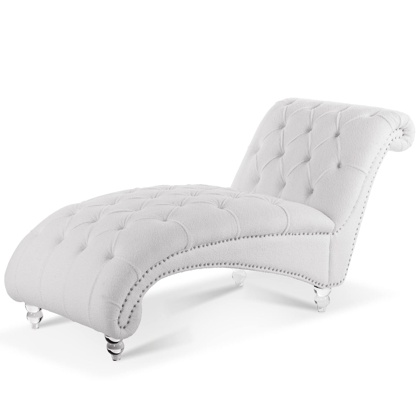 HomSof Modern ArmLess Chaise Lounge Indoor Black Upholstered Reclining Chair with Rolled Accent Pillow and Solid Wood Legs
