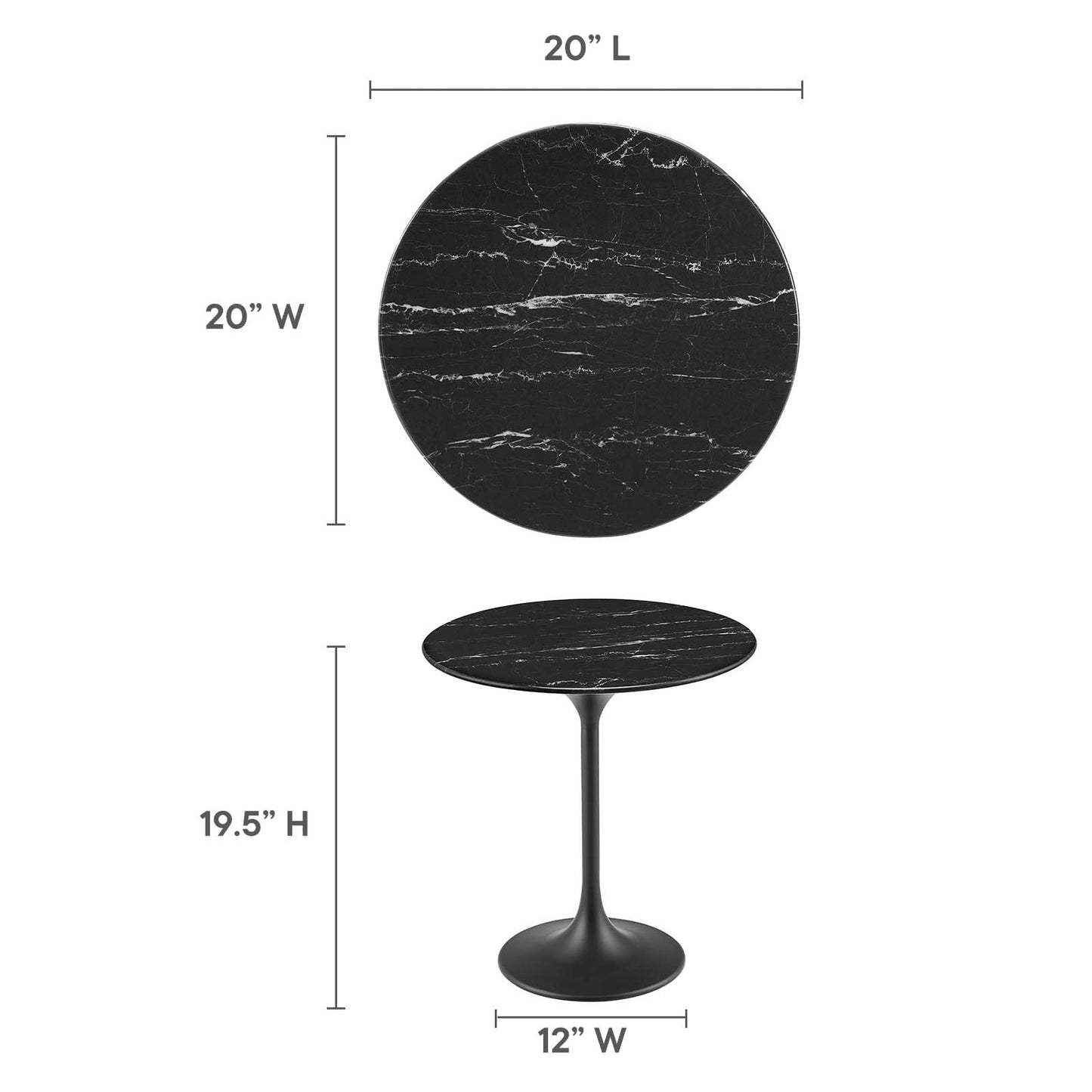 Modway Lippa Round 20" Wood Grain Mid-Century Modern Side Table, Black Cherry