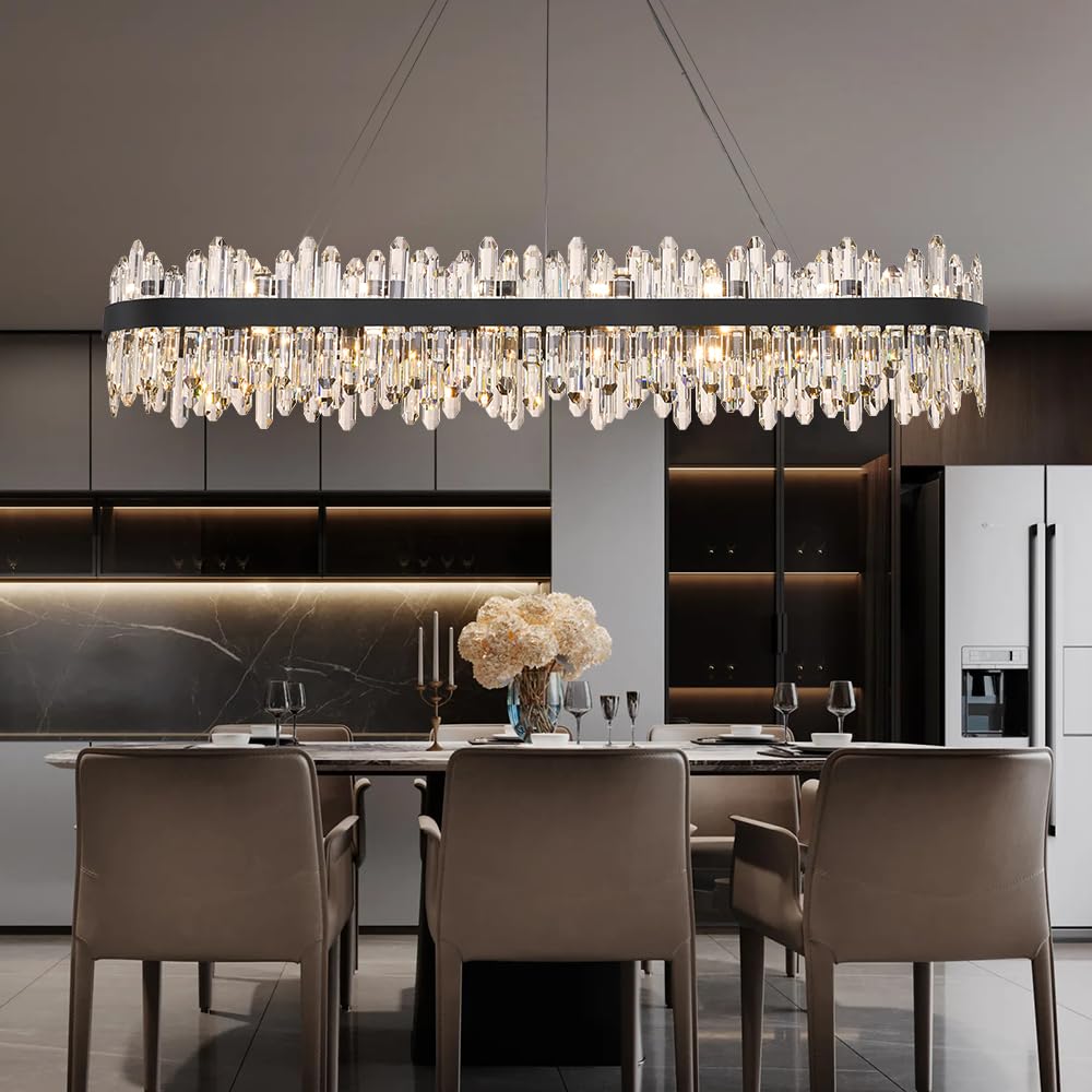 Gold Modern Oval Crystal Chandelier, 16-Lights Luxury Chandeliers Modern 2-Tiers K9 Crystal Chandelier Pendant, Light Fixture G9 Lights for Dining Living Room Entryway Kitchen Dia 23 inch