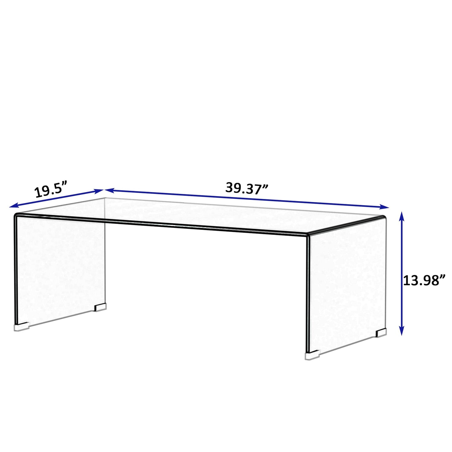 Meihua Tempered Glass Coffee Table for Living Room, Clear Center Table with 0.47 inch Tempered Glass, Transparent Modern Coffee Table