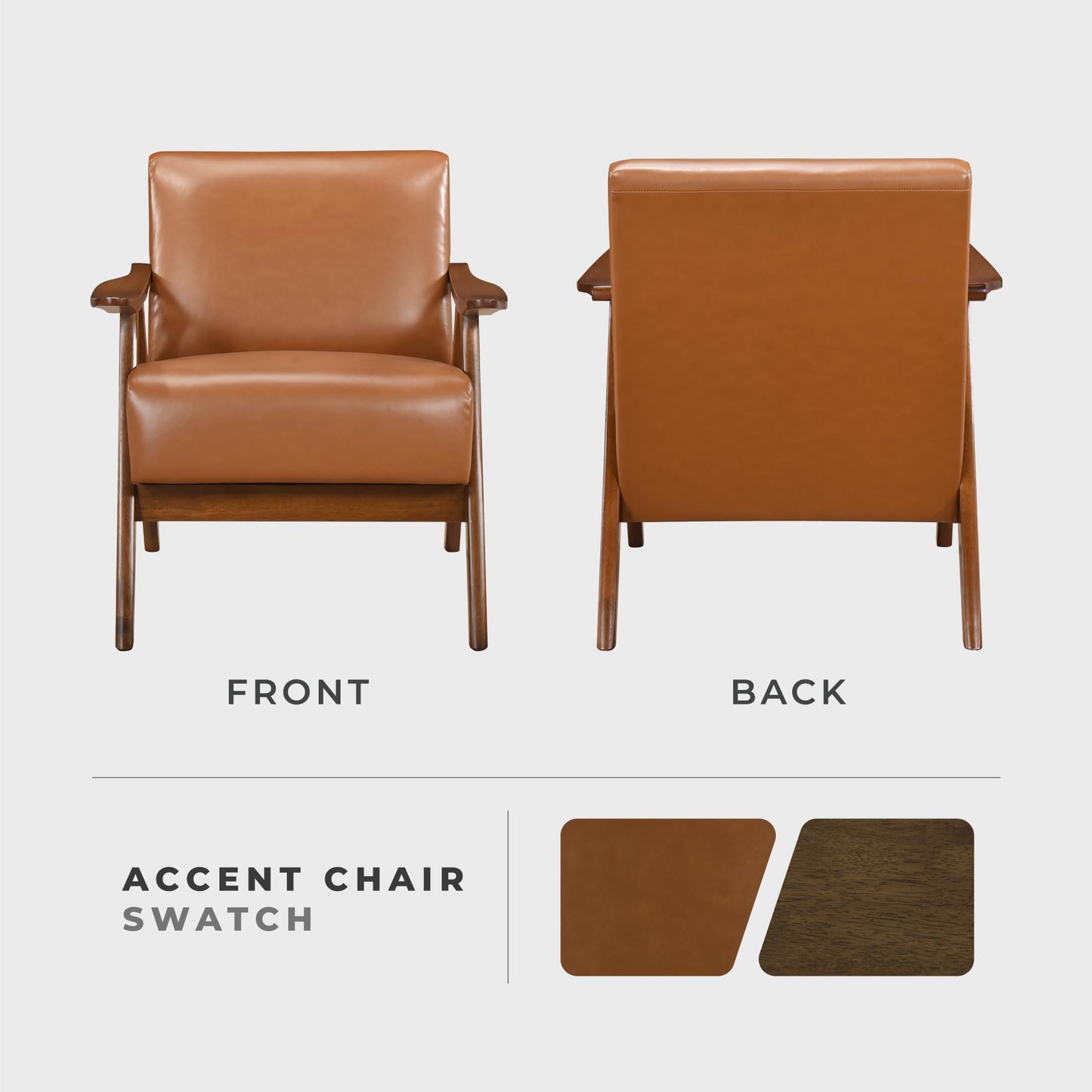 Lexicon Mid Century Modern Accent Chair with Solid Wood Frame in Walnut Finish, Upholstered Living Room Lounge Arm Chair, Thick and Comfy Innerspring Seat Cushion, Linen-Look Fabric, Gray