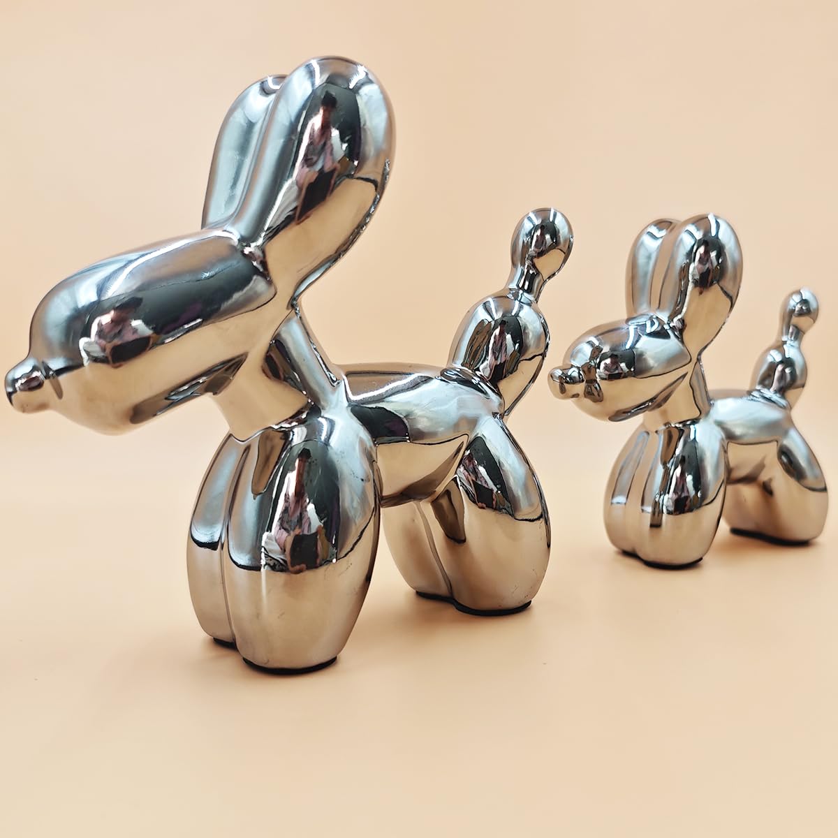 Electroplating Ceramics Balloon Dog Statue Crafts Living Room Desktop Decorations,Handmade Modern Small Ceramic Animal Statue Ornament Home Decor Accents (Dazzling, 5.1 Inch)