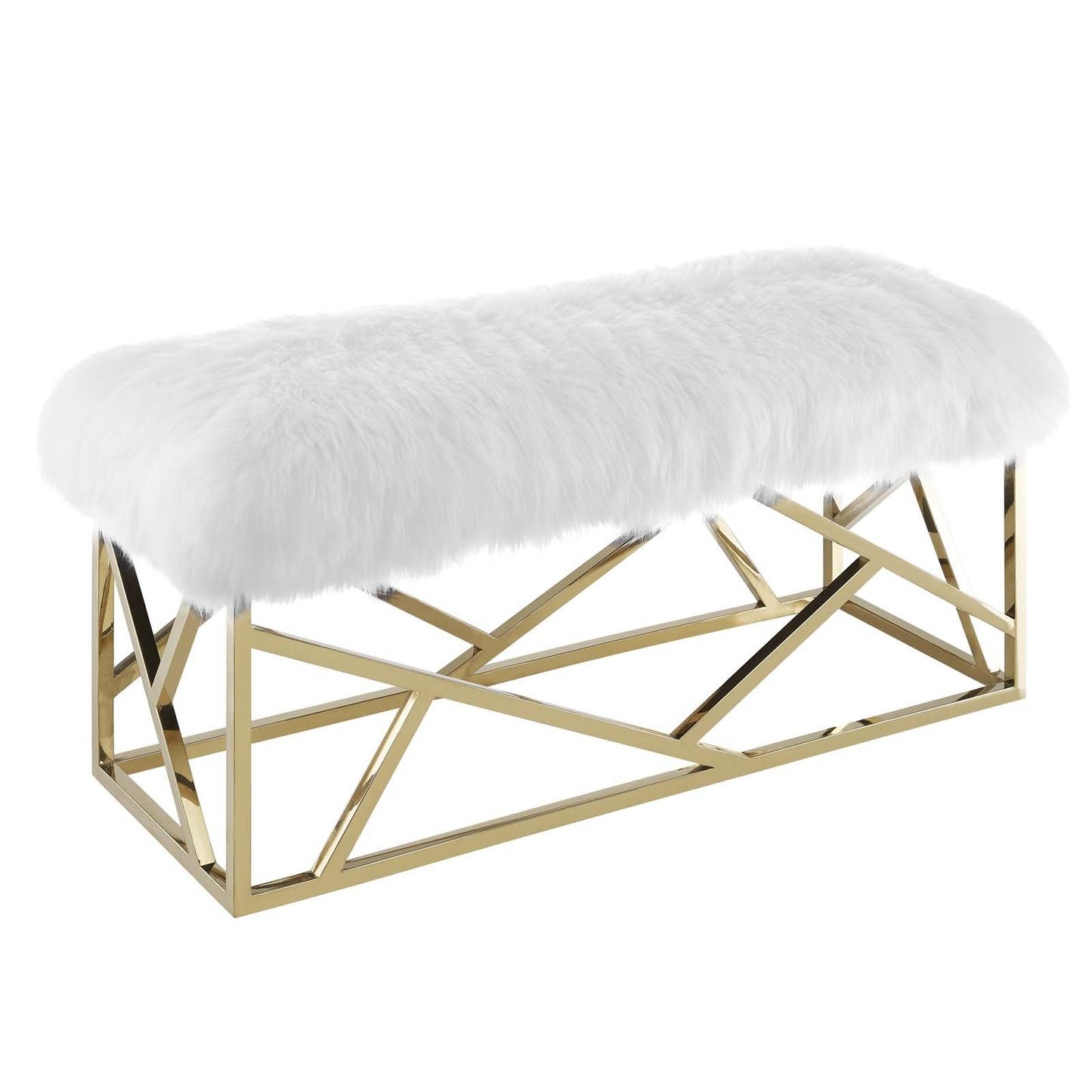 Modway intersperse Button-Tufted Contemporary Modern with Metallic Frame, Bench, Silver Gray
