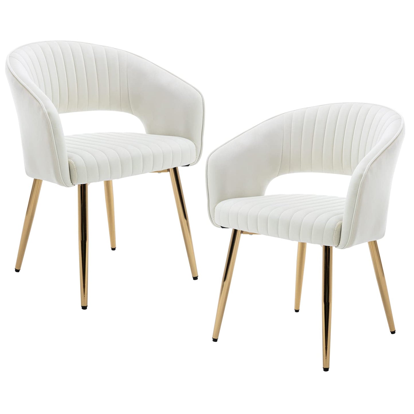 Modern Velvet Dining Chairs Set of 2, Upholstered Gold Dining Chairs with Hollow Back, Dining Room Chairs with Gold Legs, Accent Armrest Kitchen Chairs for Living Room Reception Teal Blue