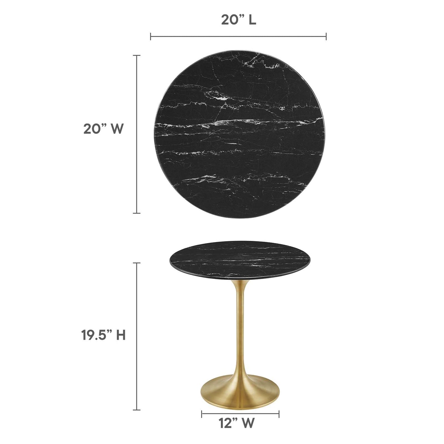 Modway Lippa Round 20" Wood Grain Mid-Century Modern Side Table, Black Cherry
