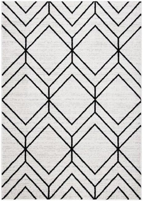 SAFAVIEH Adirondack Collection 6' Round Black/Ivory ADR241Z Modern Geometric Non-Shedding Dining Room Entryway Foyer Living Room Bedroom Area Rug