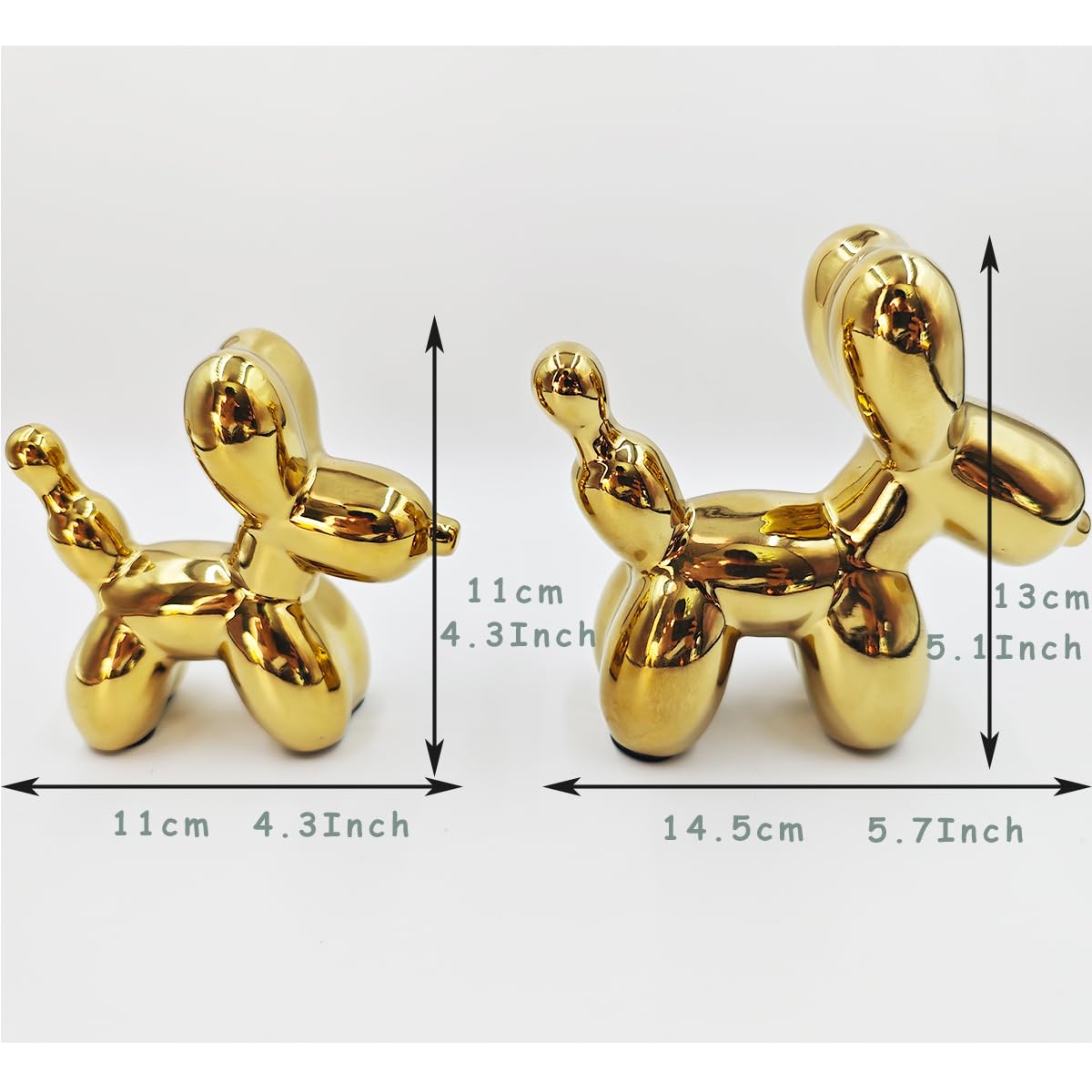 Electroplating Ceramics Balloon Dog Statue Crafts Living Room Desktop Decorations,Handmade Modern Small Ceramic Animal Statue Ornament Home Decor Accents (Dazzling, 5.1 Inch)