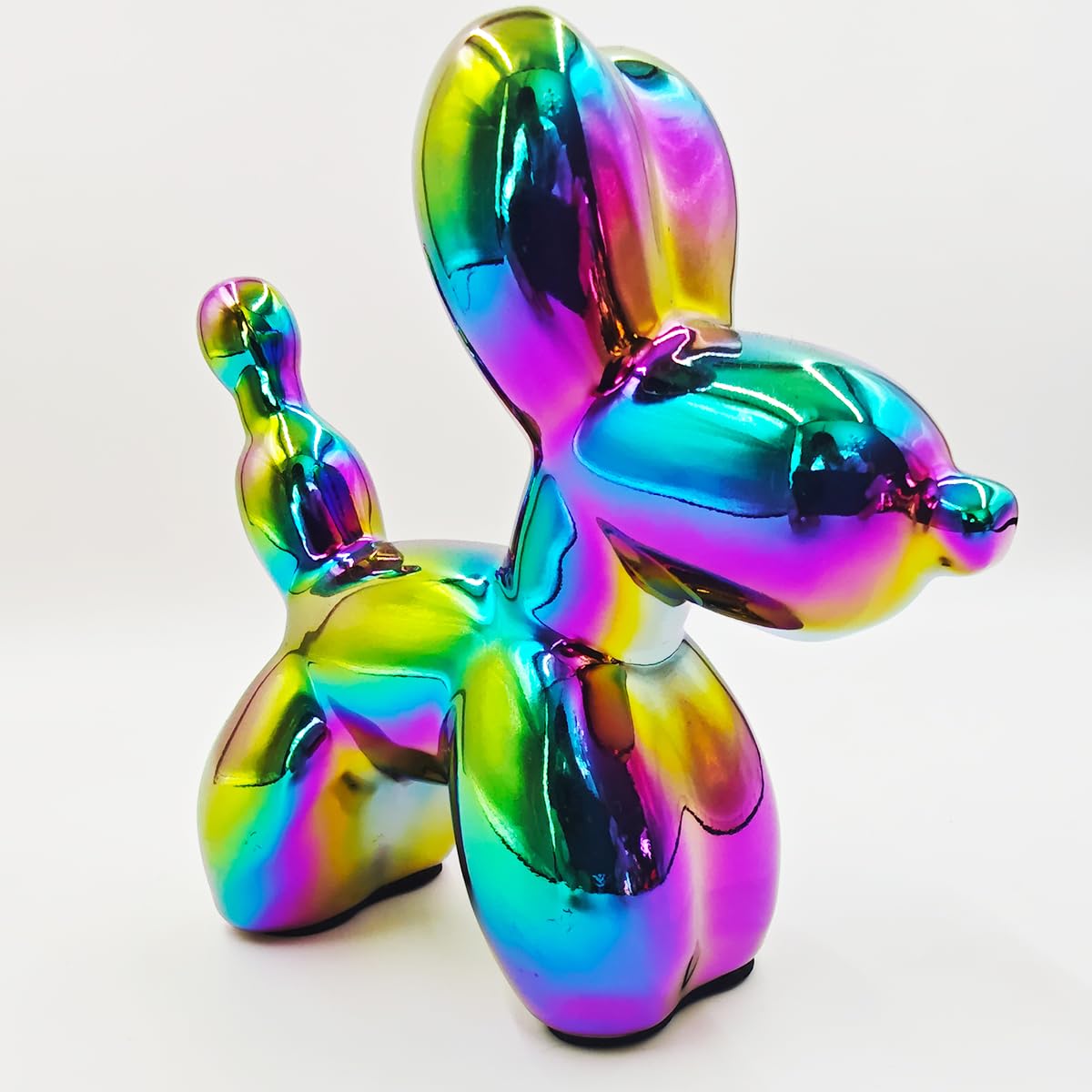 Electroplating Ceramics Balloon Dog Statue Crafts Living Room Desktop Decorations,Handmade Modern Small Ceramic Animal Statue Ornament Home Decor Accents (Dazzling, 5.1 Inch)