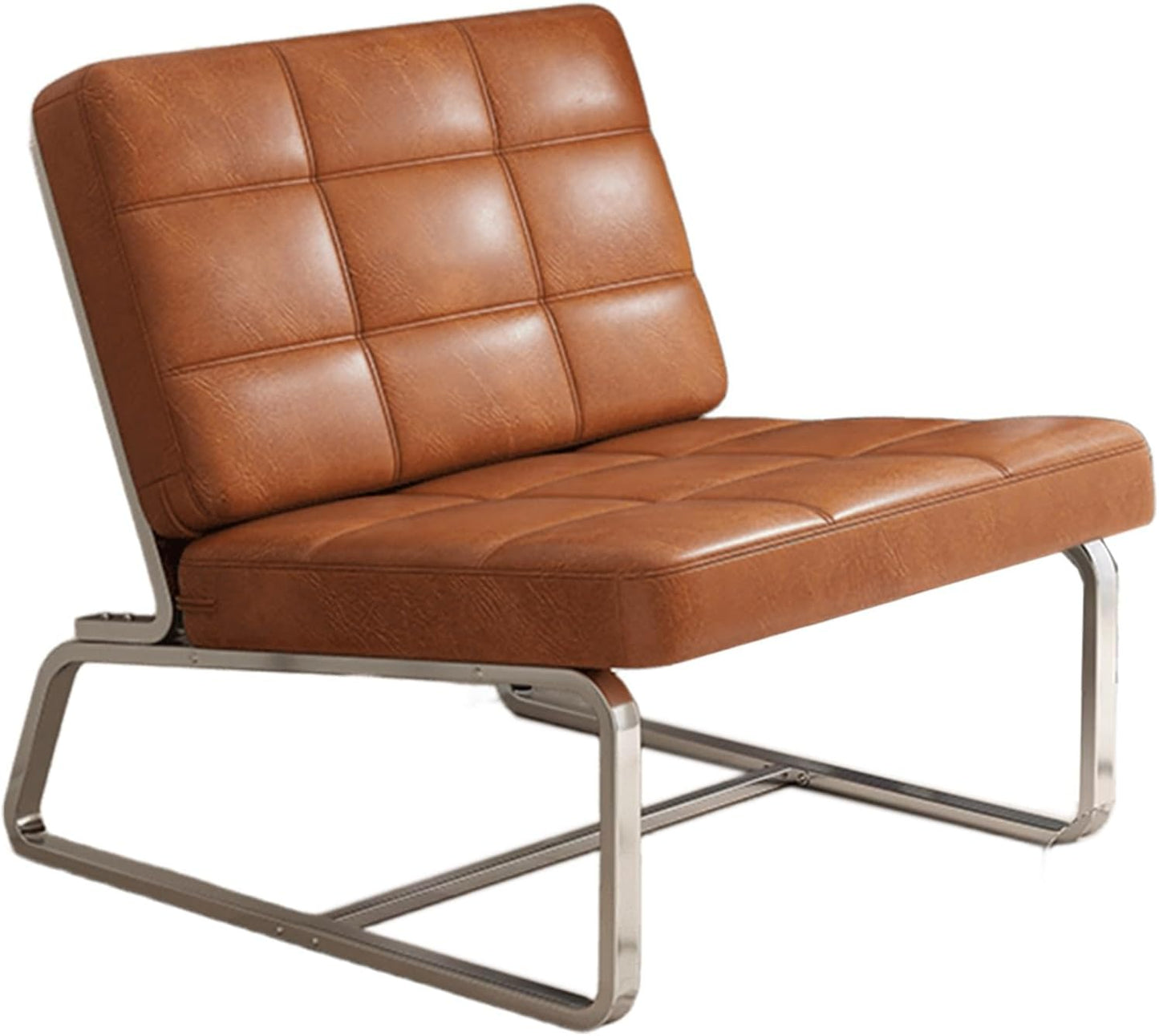 Comfortable Desk Chair no Wheels Oil Wax Leather Computer Chair with Sturdy Metal Frame Business Meeting Chairs with Reinforced Saddle-Style Backrest for Bedroom, Living Room, Offices(Black)