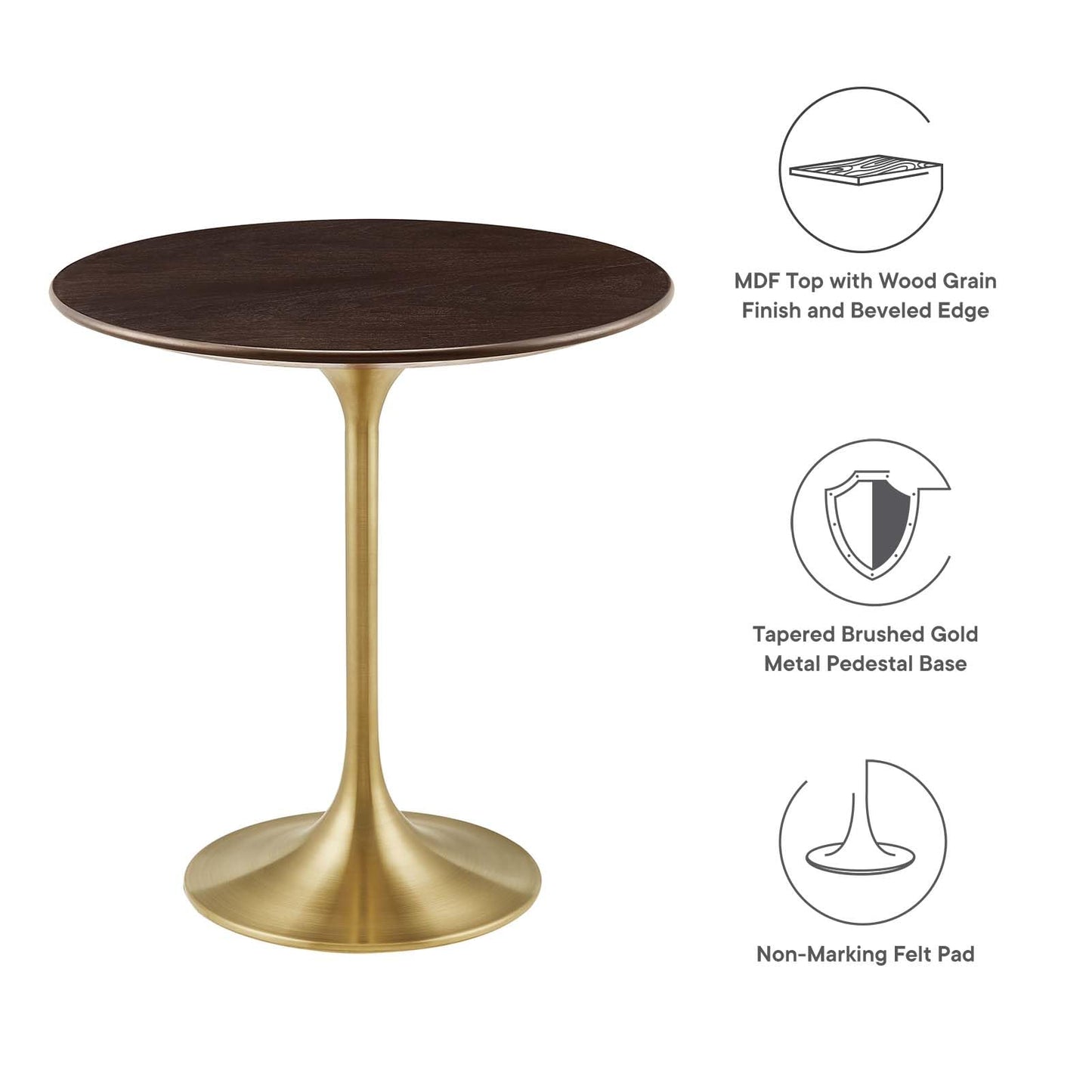 Modway Lippa Round 20" Wood Grain Mid-Century Modern Side Table, Black Cherry