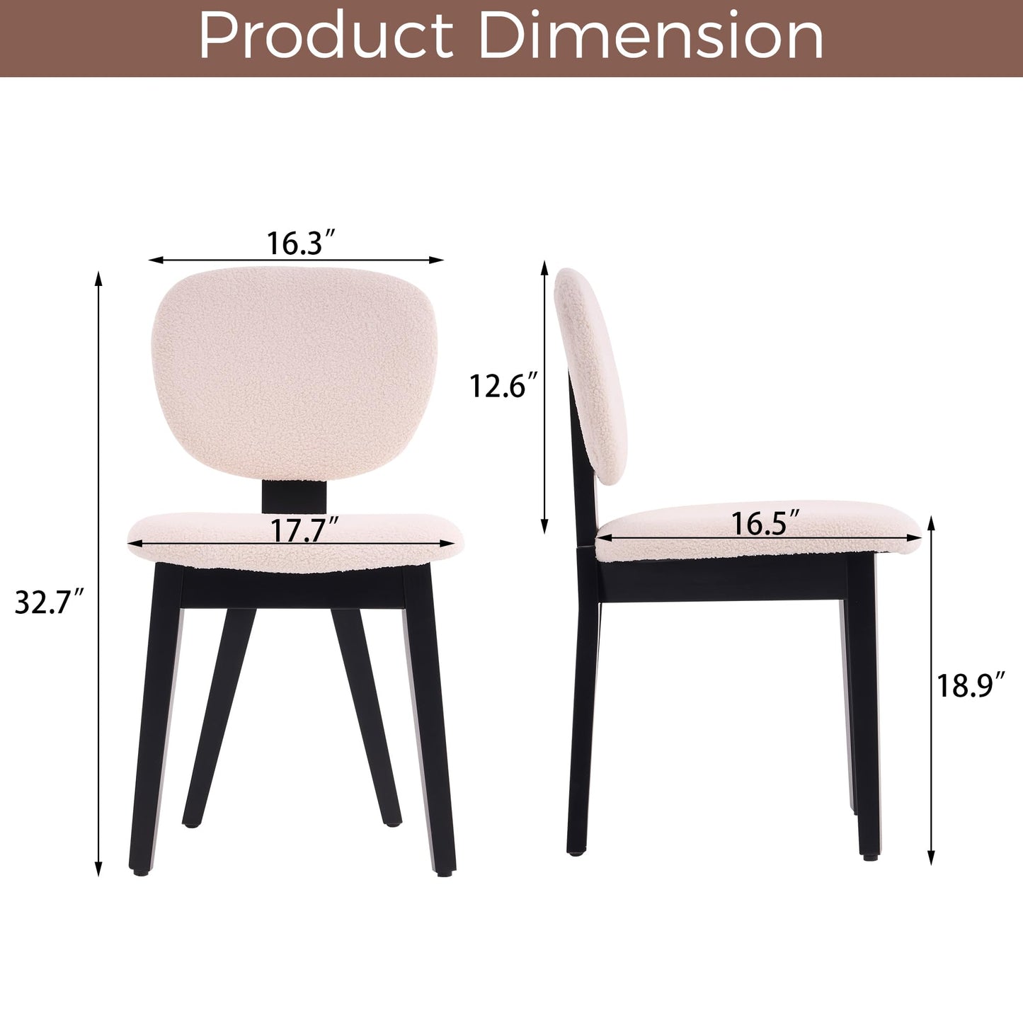 VKNOW Wooden Dining Chairs Set of 4, Mid Century Modern Upholstered Kitchen Side Chairs, Chenille Dining Room Chair with Curved Seat Backrest for Home Dining Room,Green
