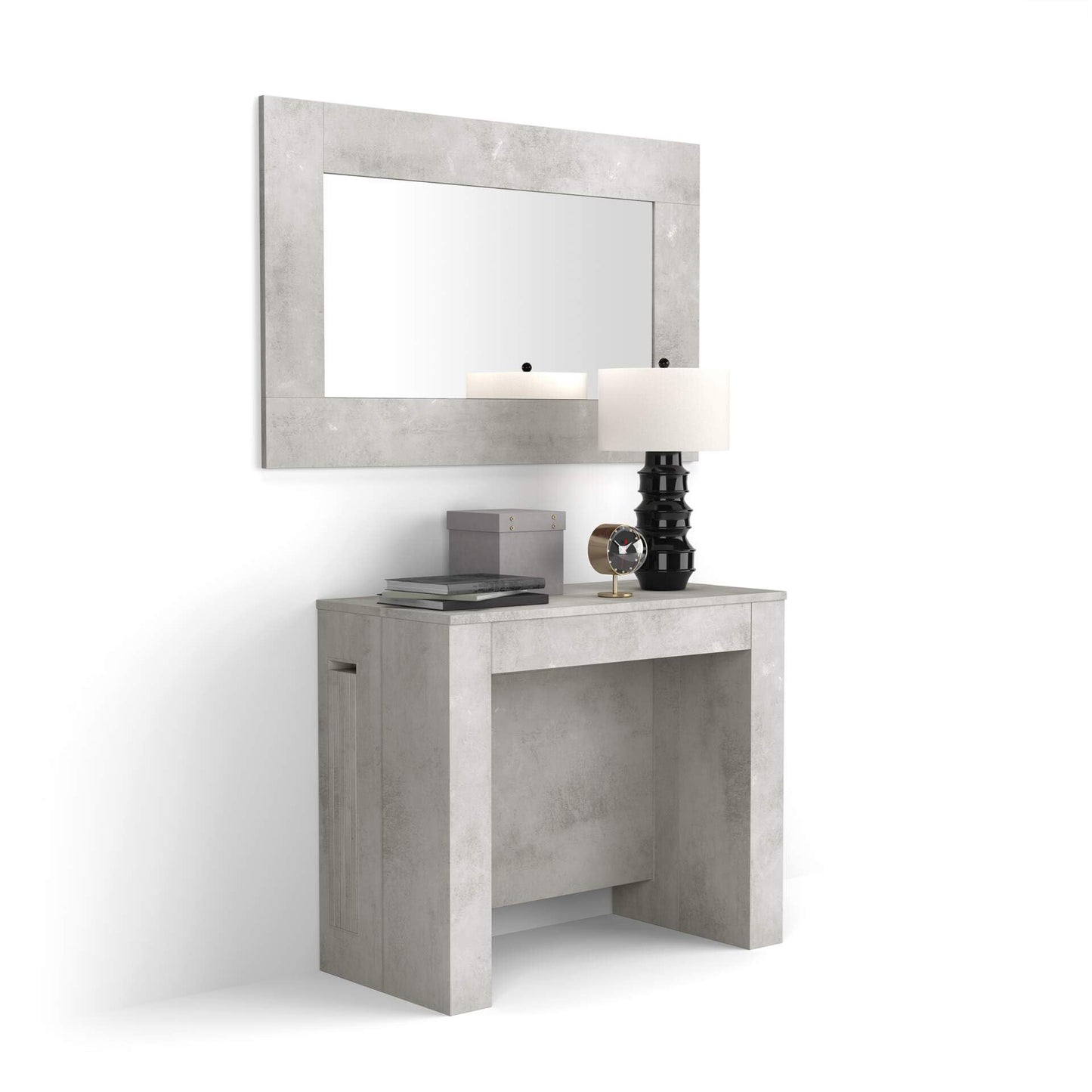 Mobili Fiver, Easy, Extendable Console Table with Extension Leaves Holder, 17.7(120.1) x35.4 in, Rustic Oak, for 4-12 People, Space Saving Dining Table for Entrance, Living Room, Italian Furniture