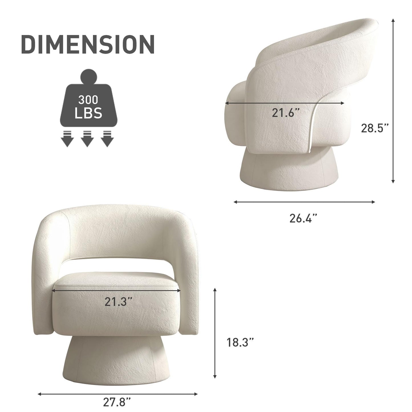 Bonzy Home Swivel Barrel Chair,Velvet Accent Armchair 360 Degree Swivel Club Chair for Living Room Bedroom Reception Room, Dark Grey