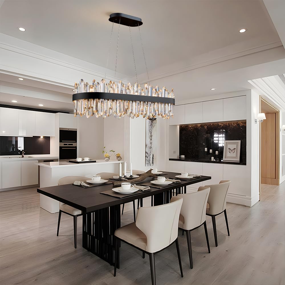 Gold Modern Oval Crystal Chandelier, 16-Lights Luxury Chandeliers Modern 2-Tiers K9 Crystal Chandelier Pendant, Light Fixture G9 Lights for Dining Living Room Entryway Kitchen Dia 23 inch